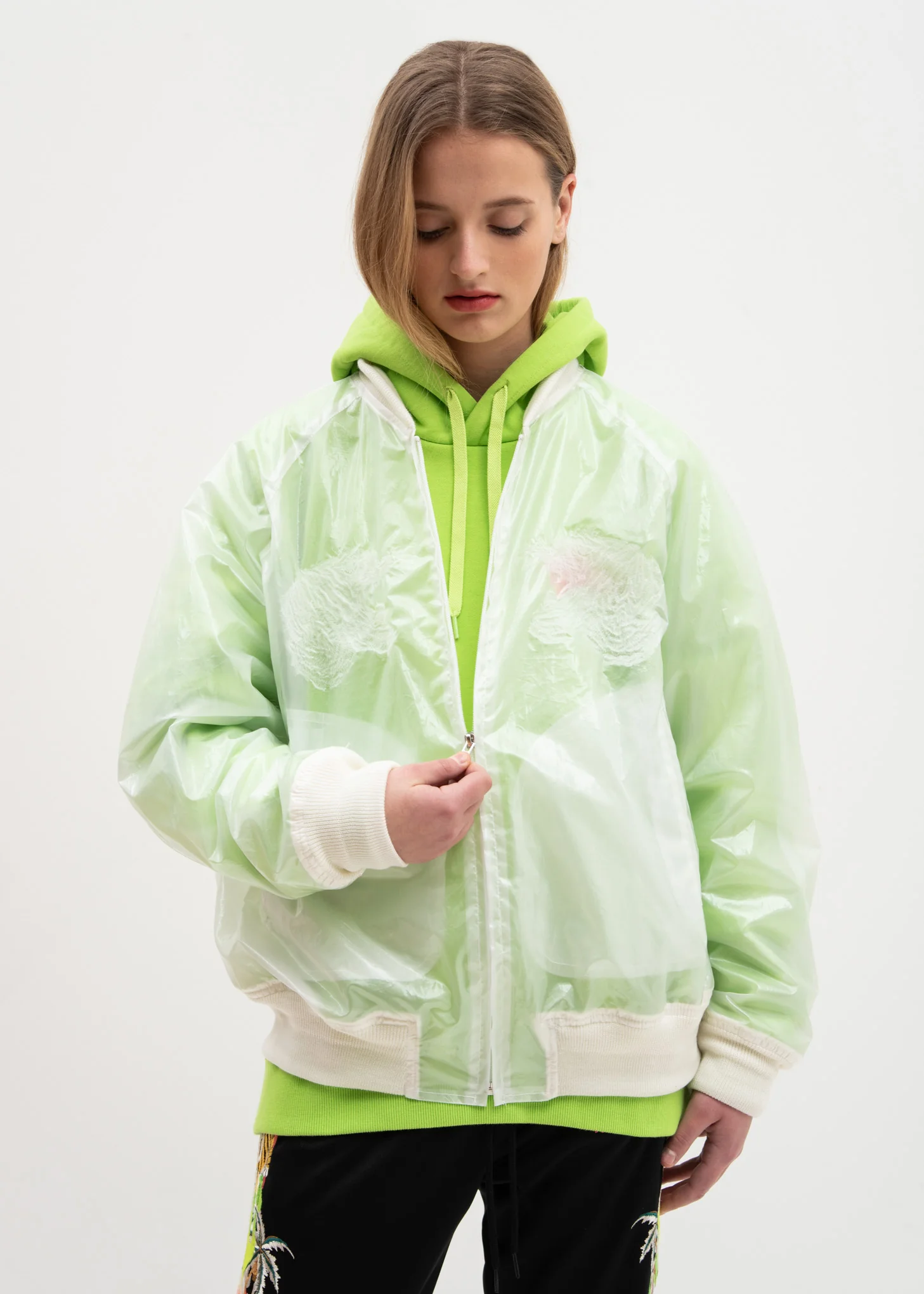 Clear Transparent Embroidery Souvenir Jacket
