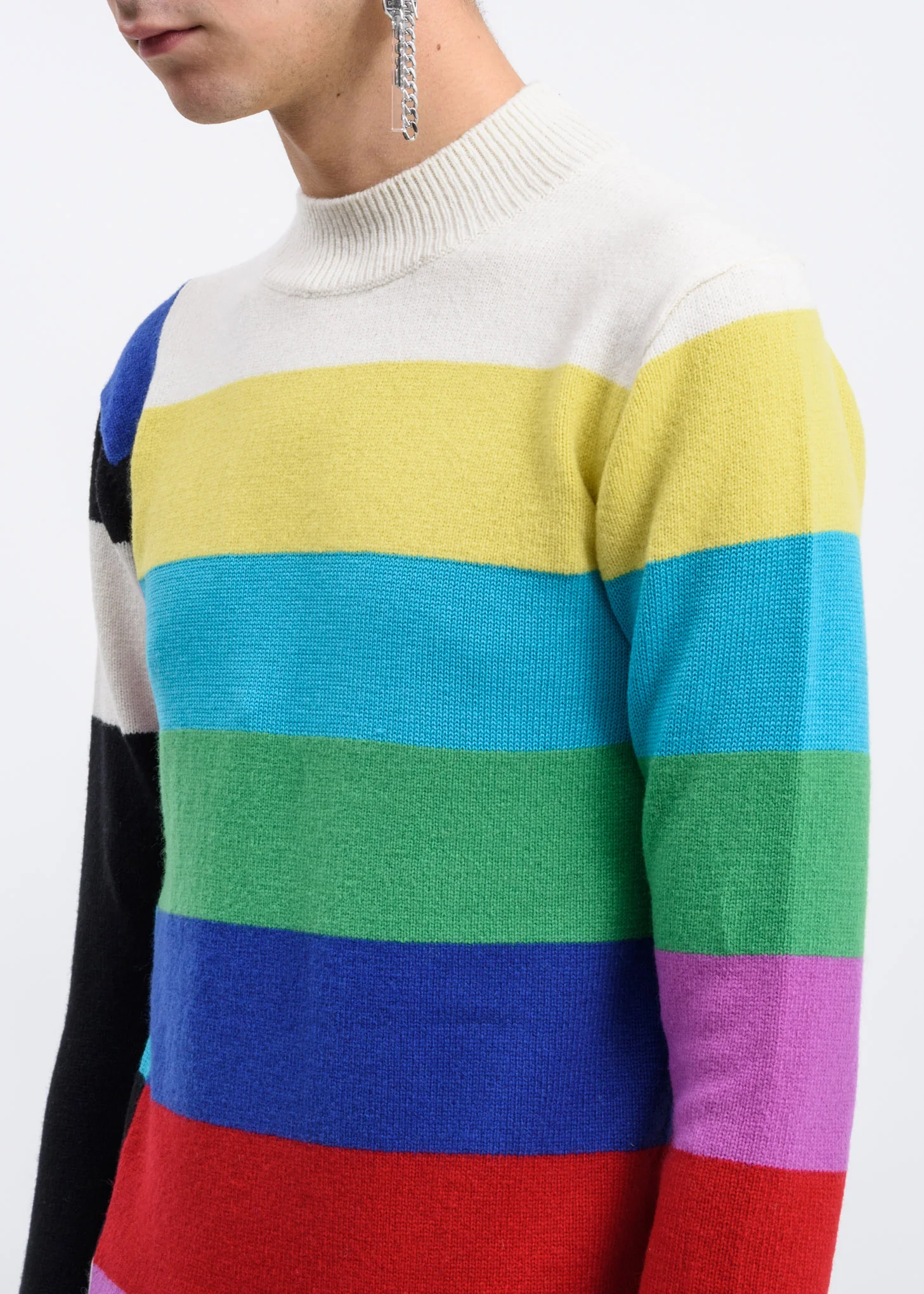 Color Bars Mock Neck Knit Sweater - Image 3