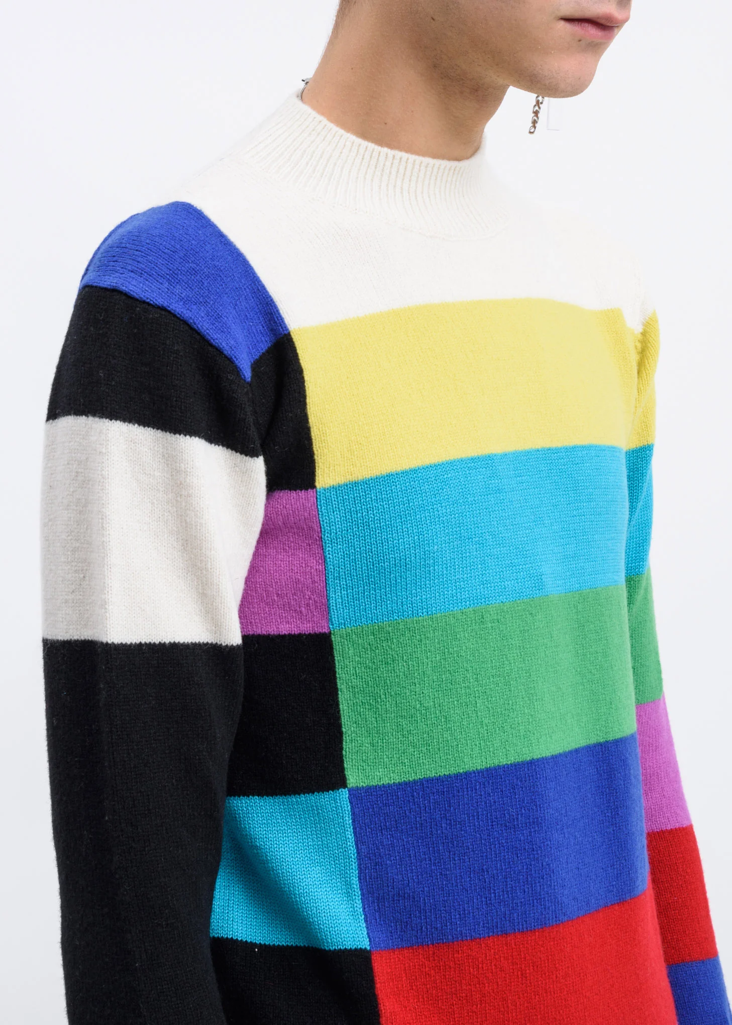 Color Bars Mock Neck Knit Sweater - Image 4
