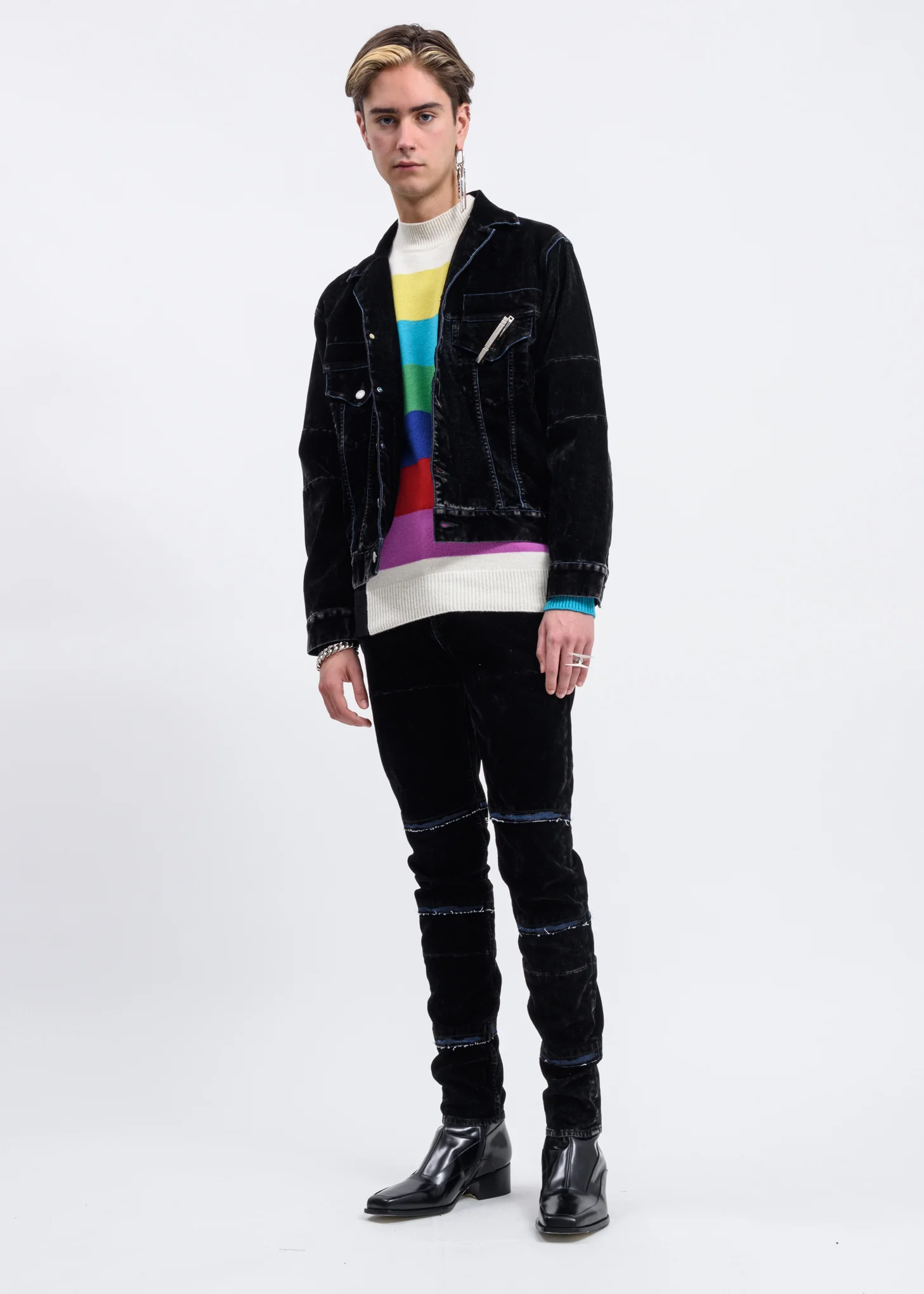 Color Bars Mock Neck Knit Sweater - Image 5