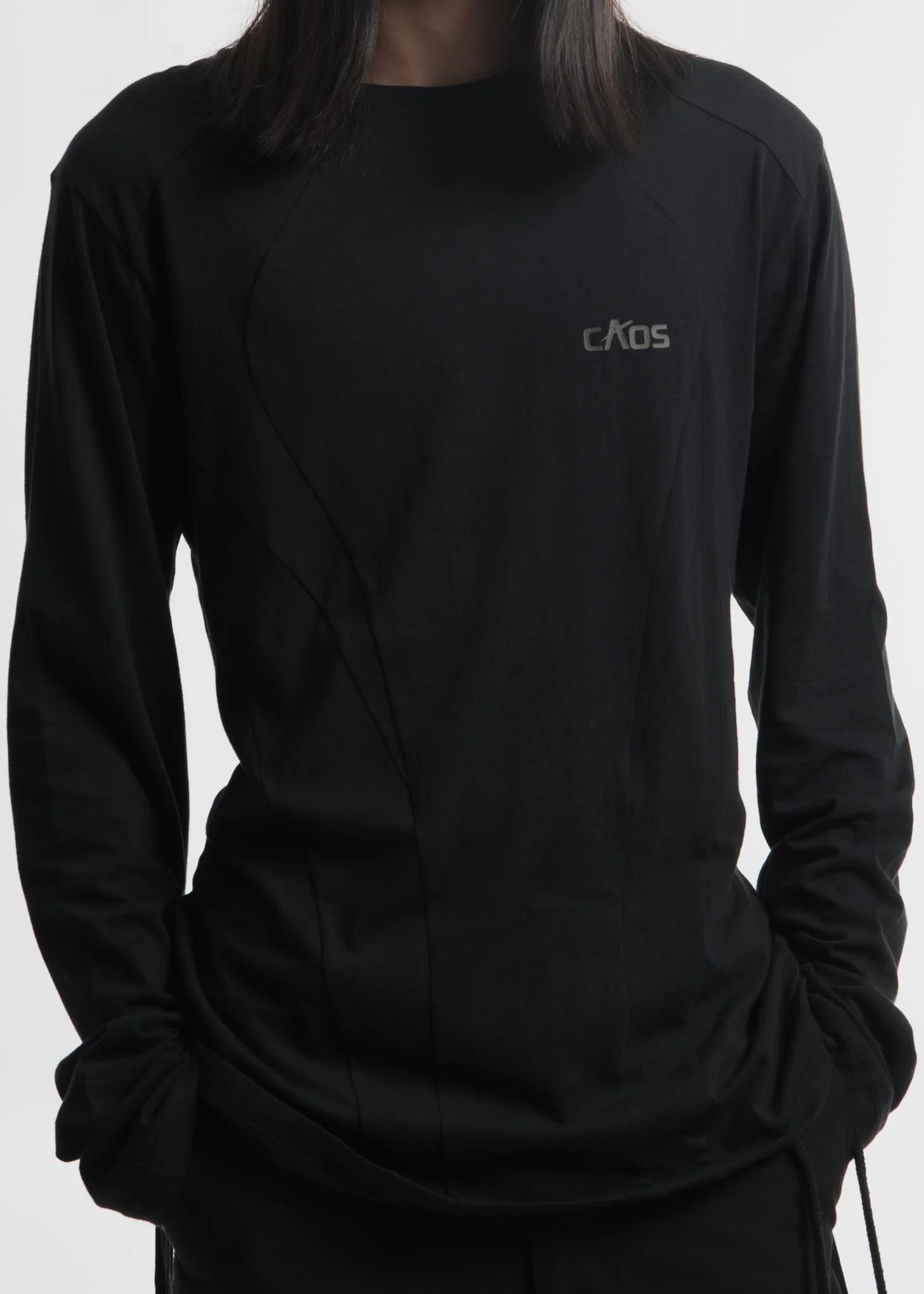Black "Caos" Strap Long Sleeve T-Shirt