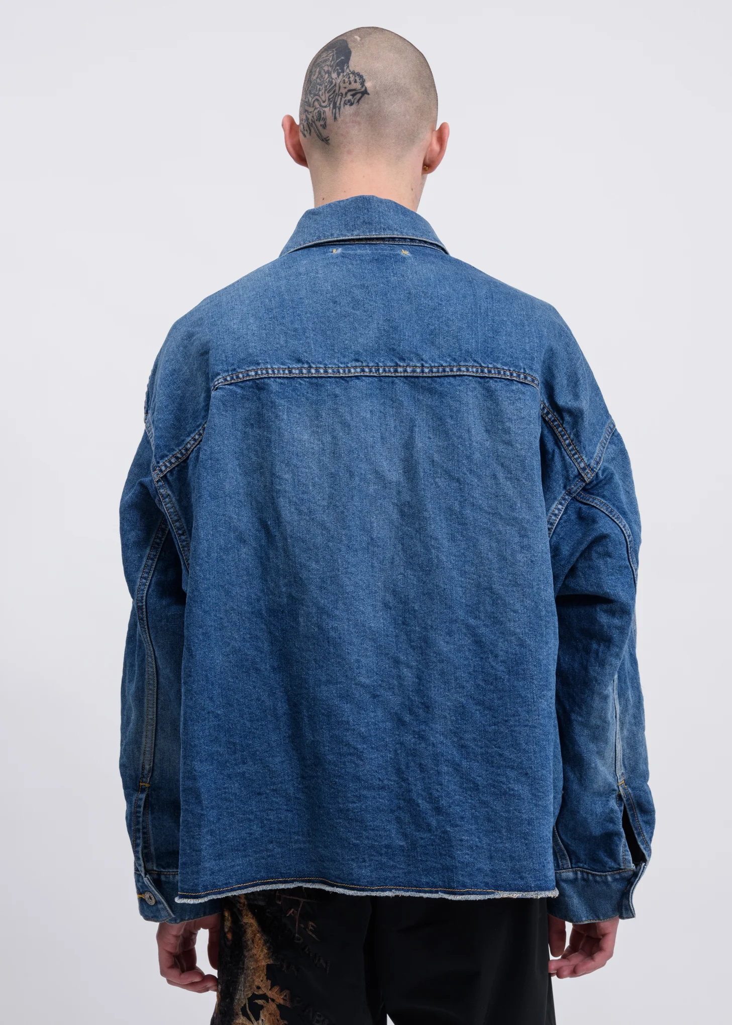 Blue Chaos Embroidery Hemp Denim Jacket - Image 3