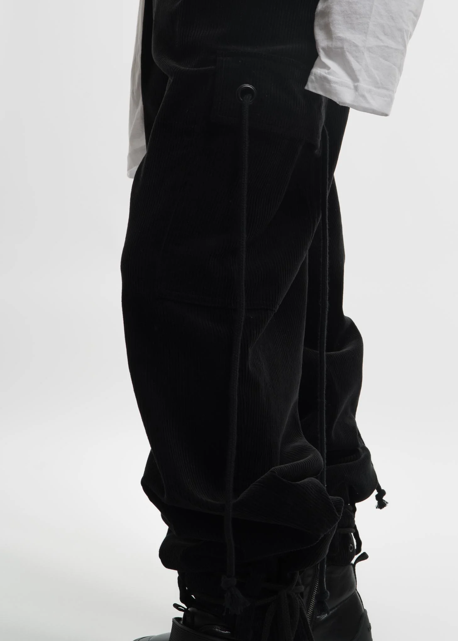 Black Corduroy Pants with Military Belt - Image 5