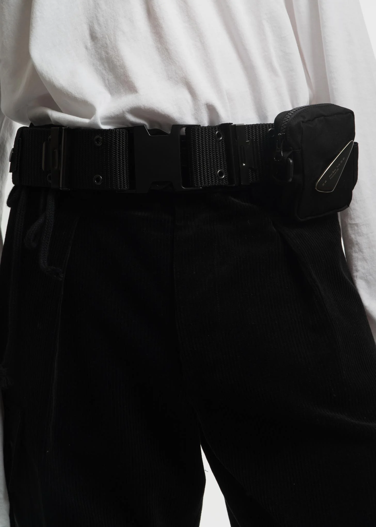 Black Corduroy Pants with Military Belt - Image 6