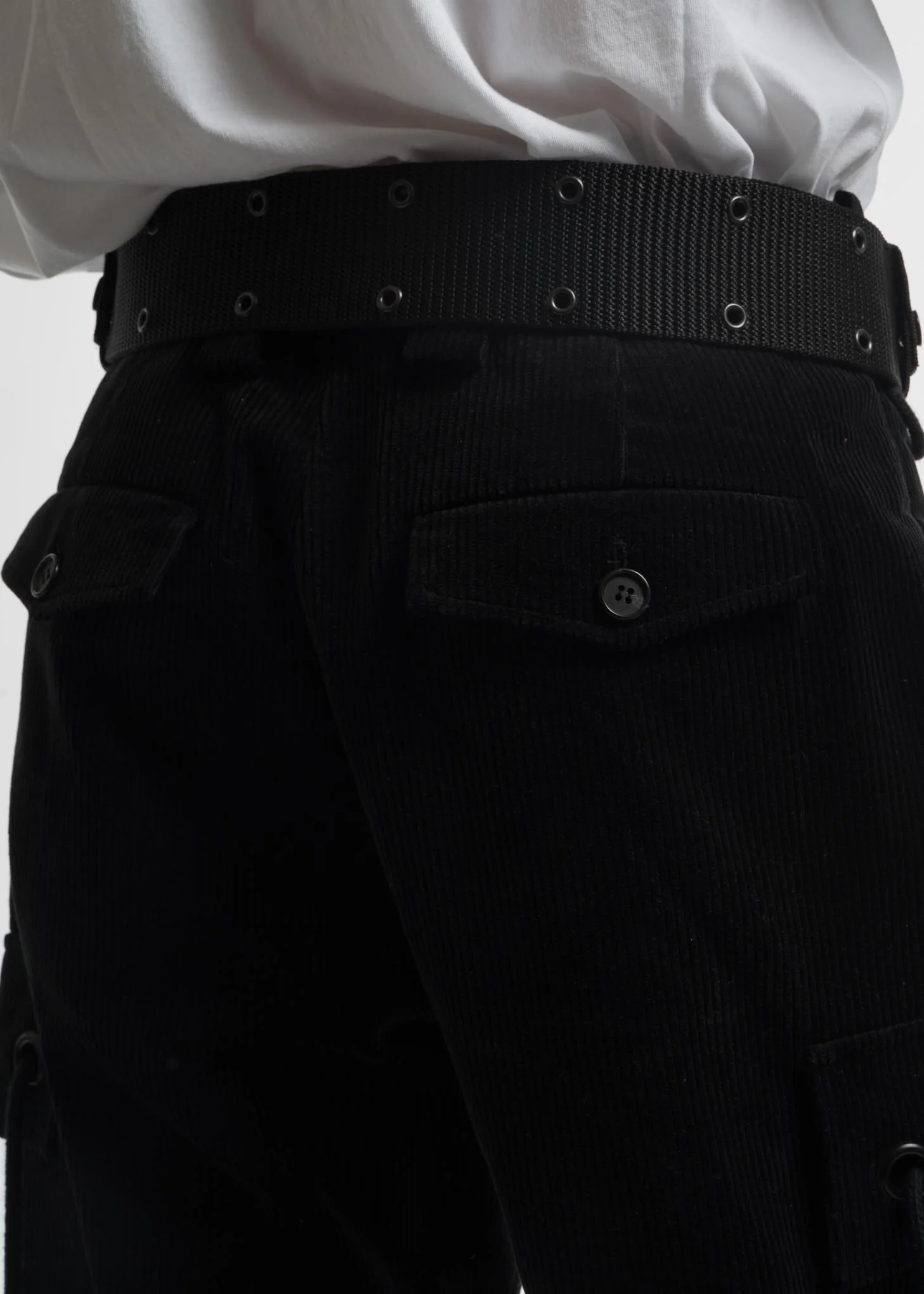 Black Corduroy Pants with Military Belt - Image 7
