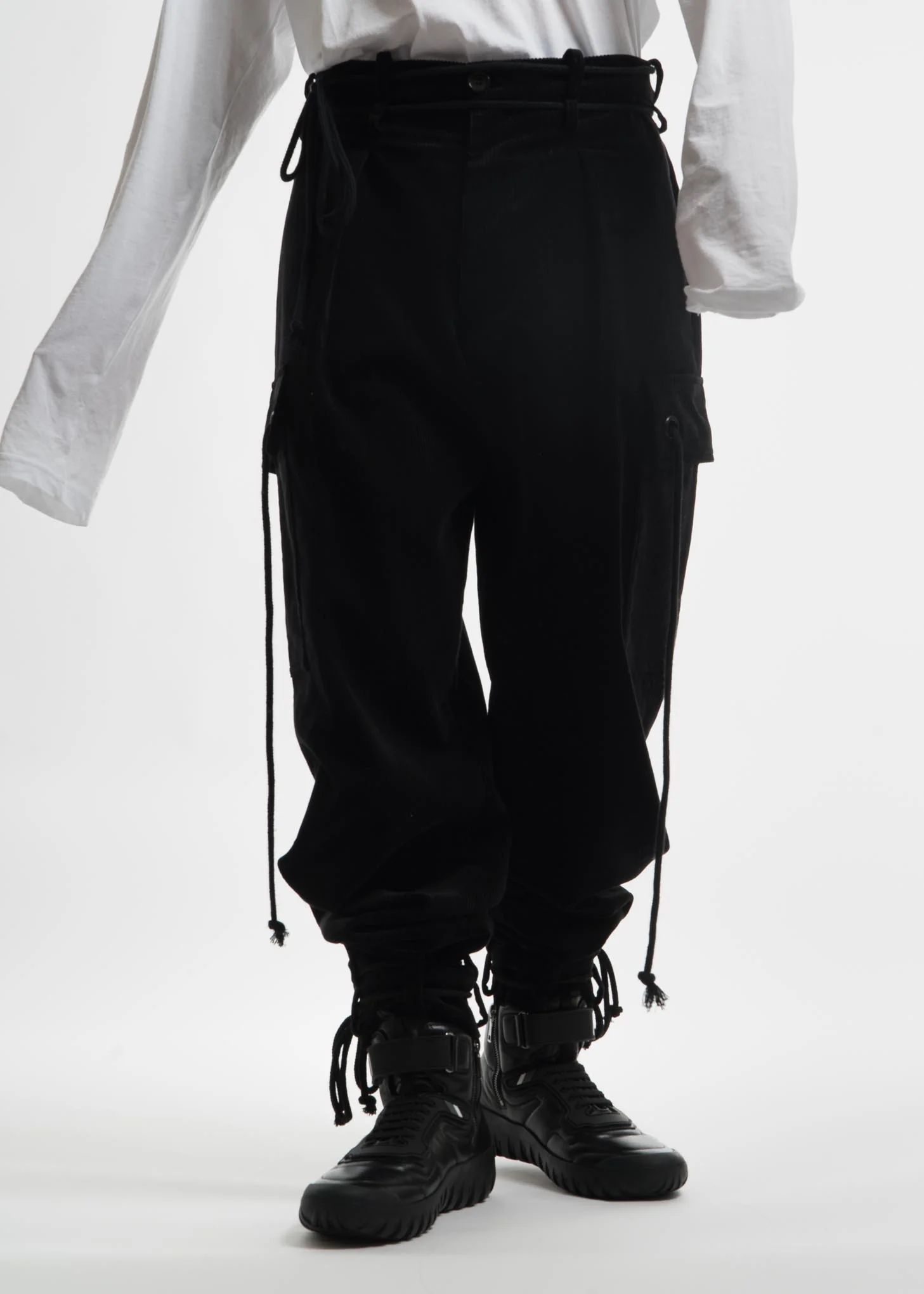 Black Corduroy Pants with Military Belt - Image 8