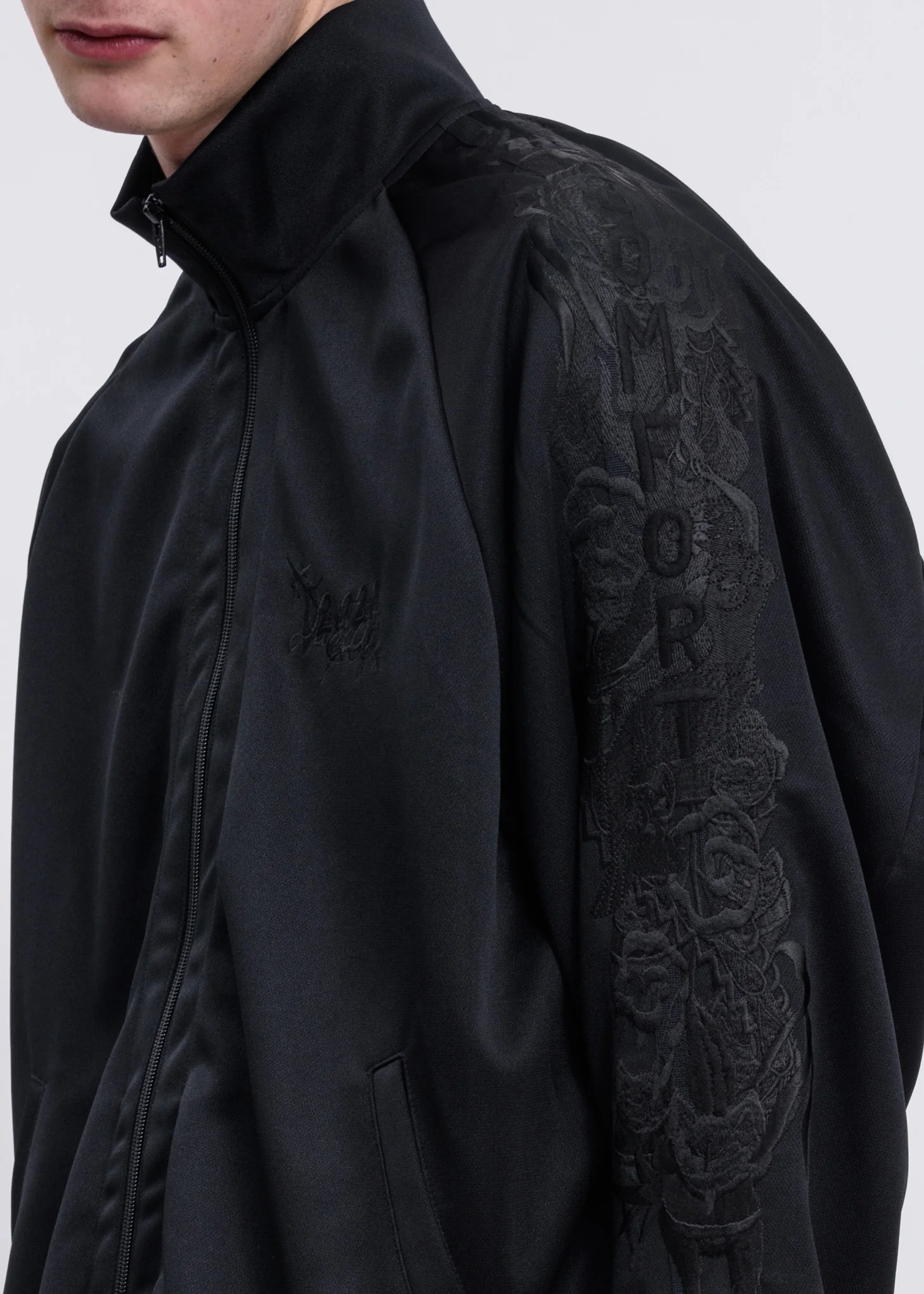 Black Chaos Embroidery Track Jacket - Image 2