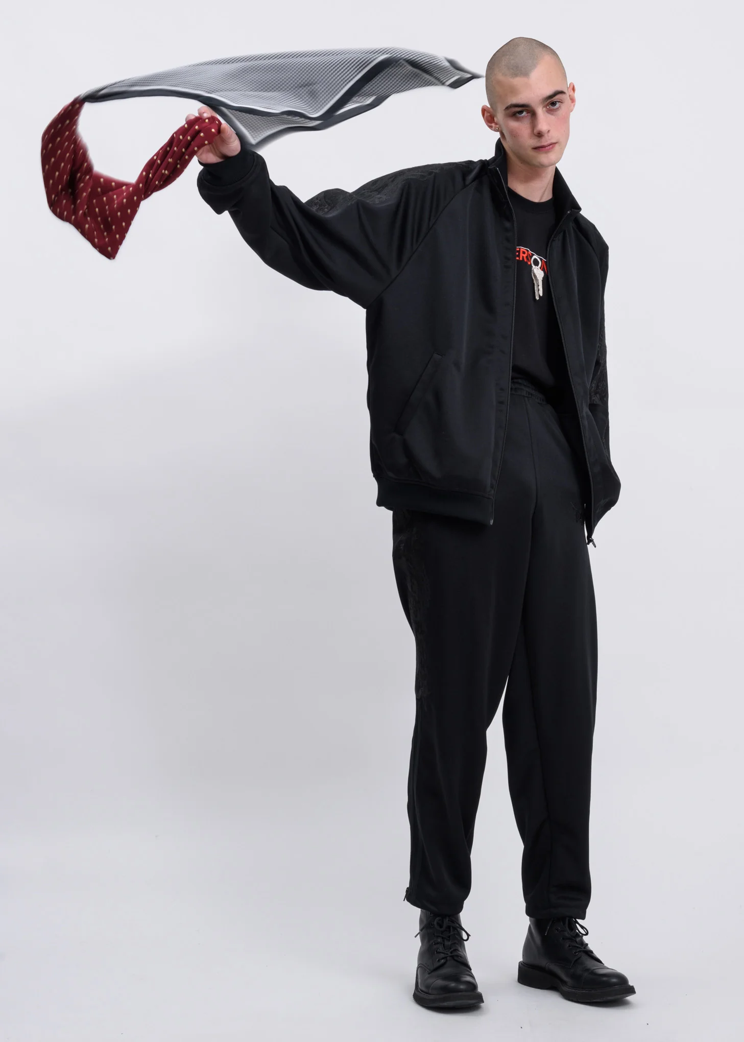 Black Chaos Embroidery Track Jacket - Image 6