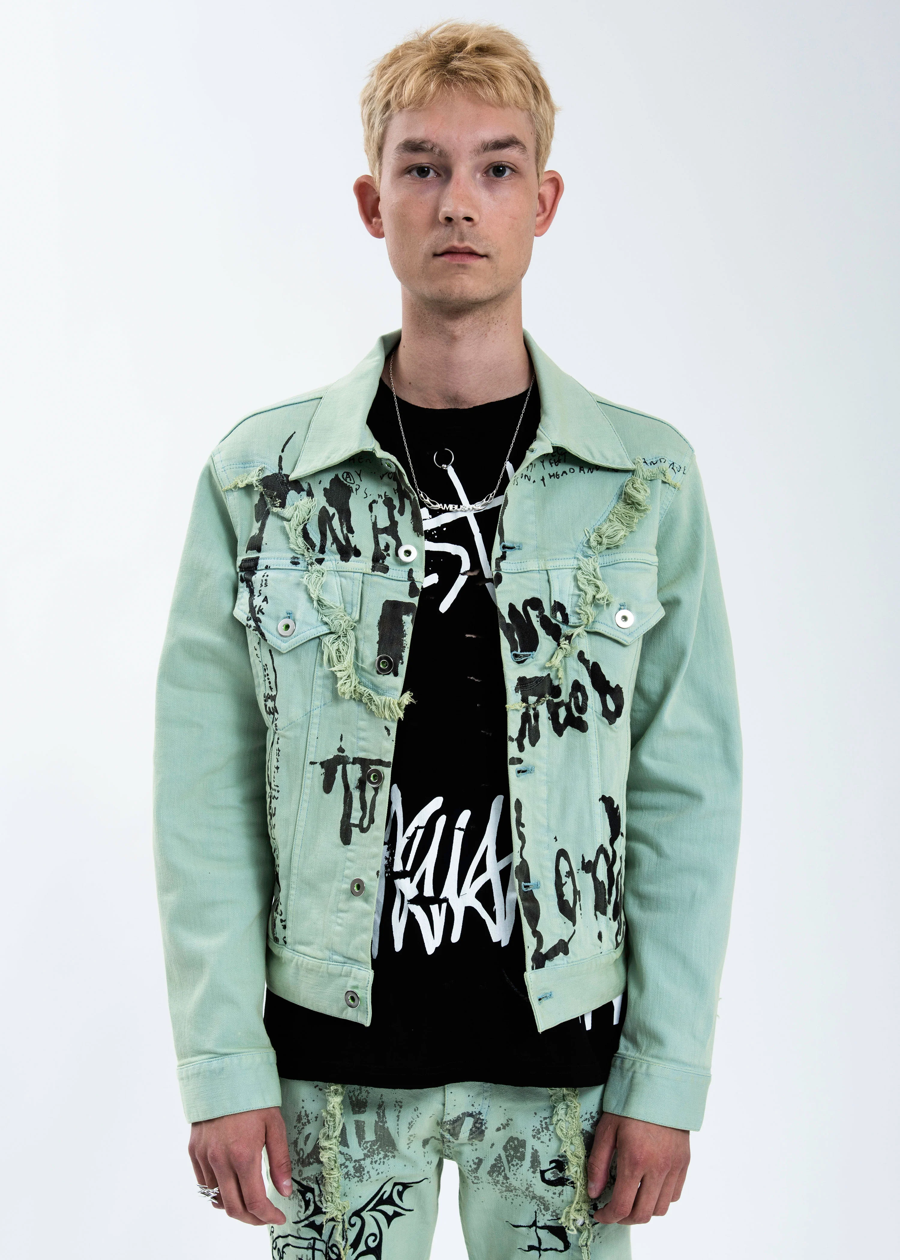 Green Graffiti Denim Jacket