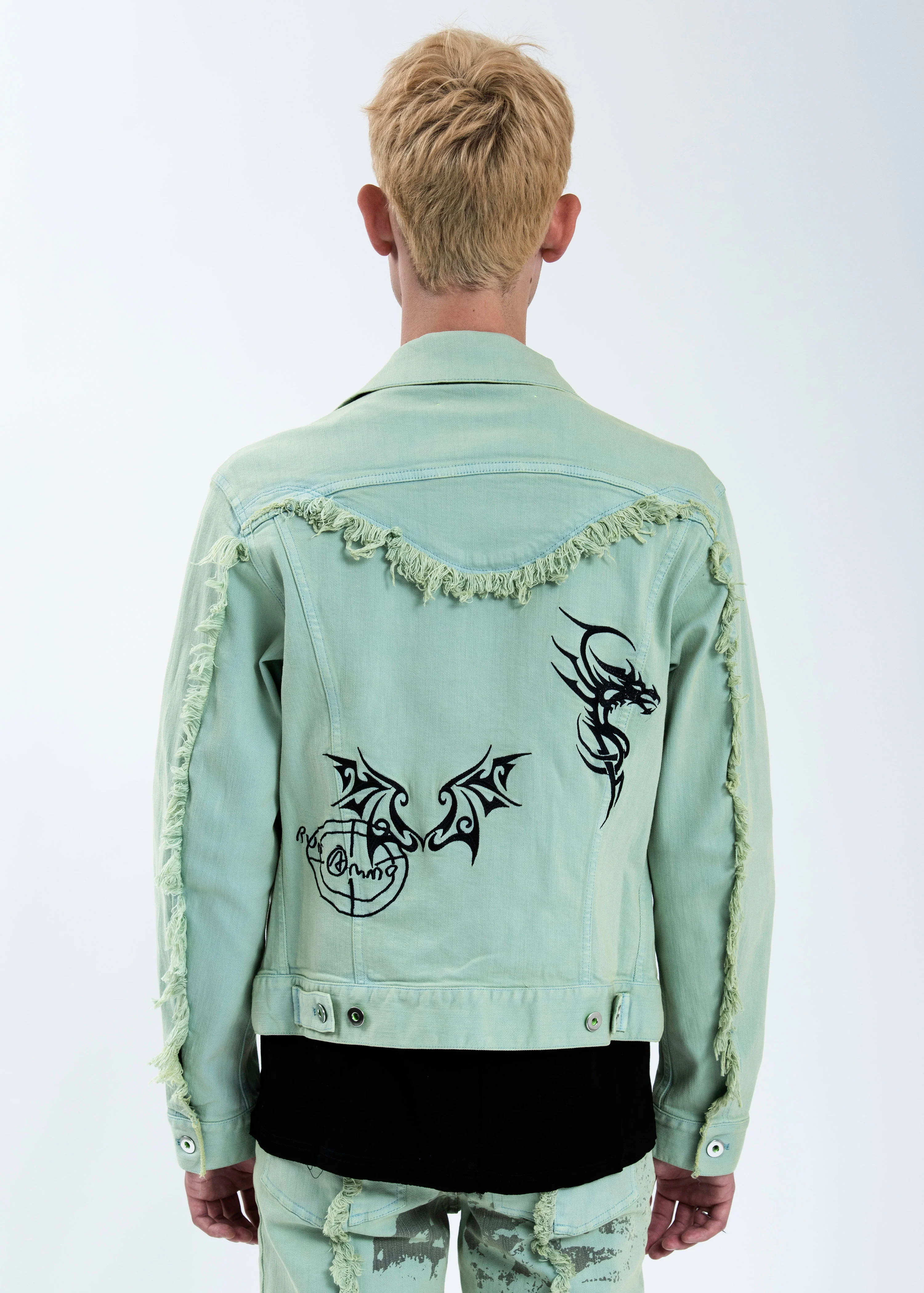 Green Graffiti Denim Jacket - Image 2