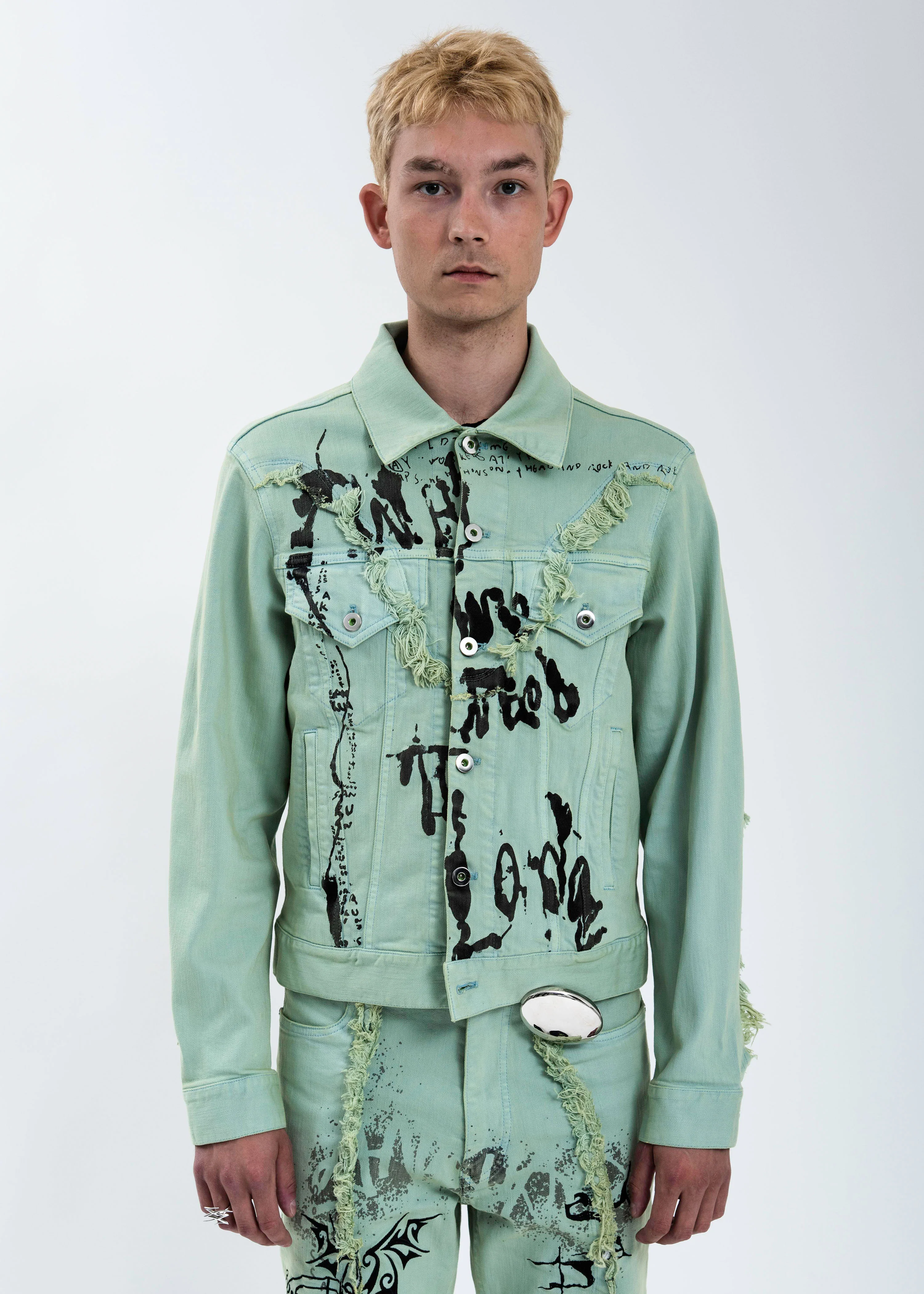 Green Graffiti Denim Jacket - Image 3