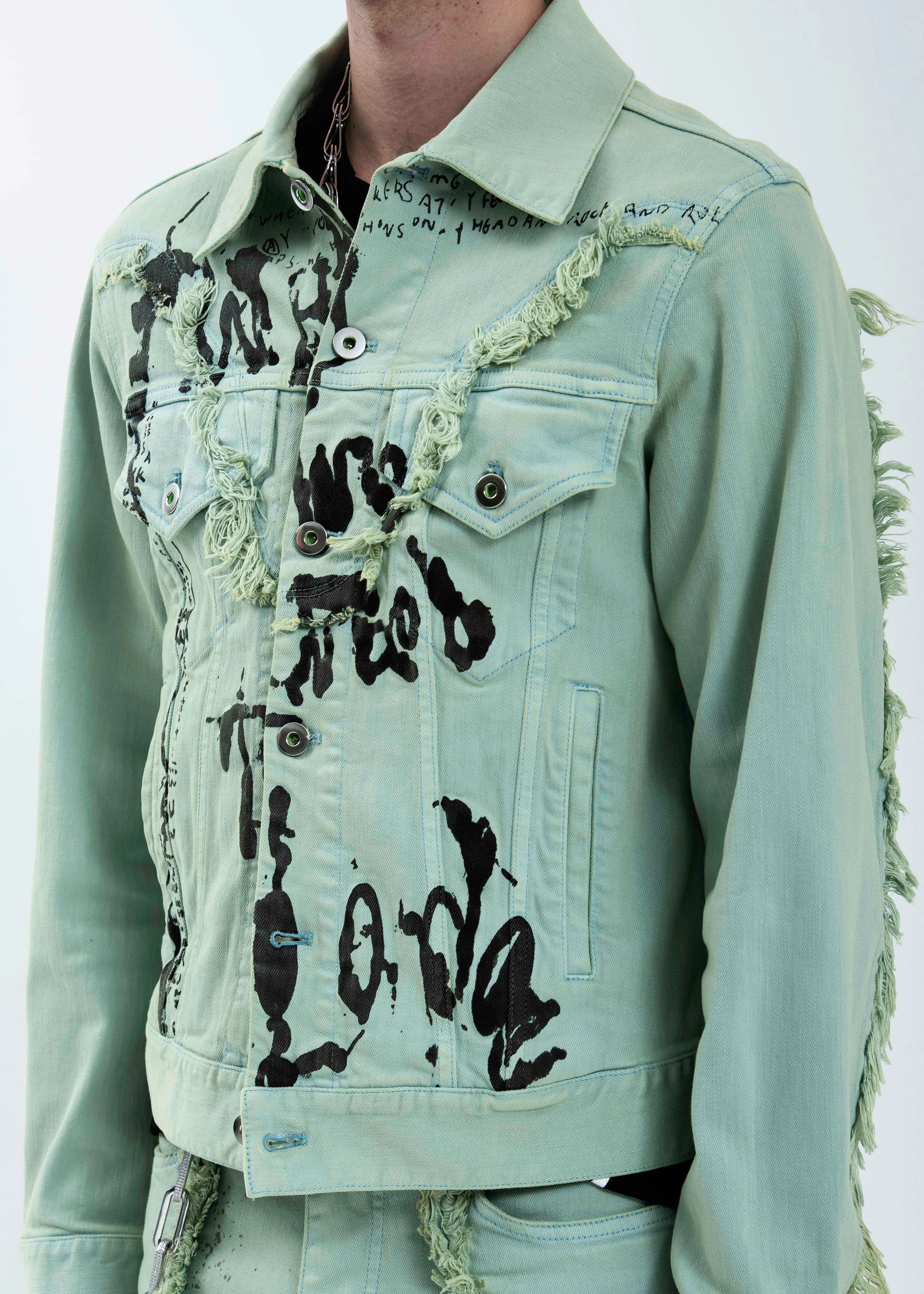 Green Graffiti Denim Jacket - Image 4