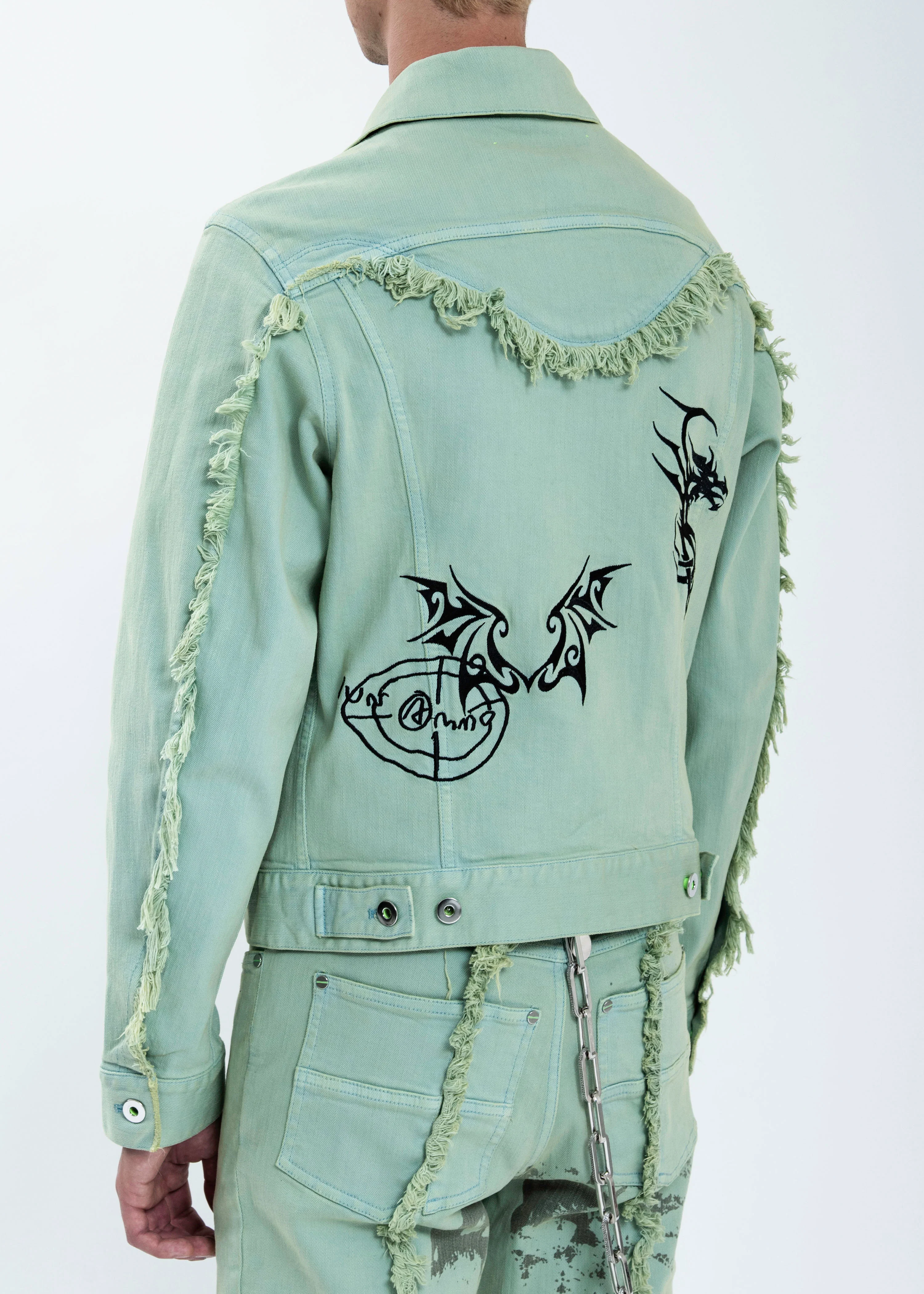 Green Graffiti Denim Jacket - Image 5