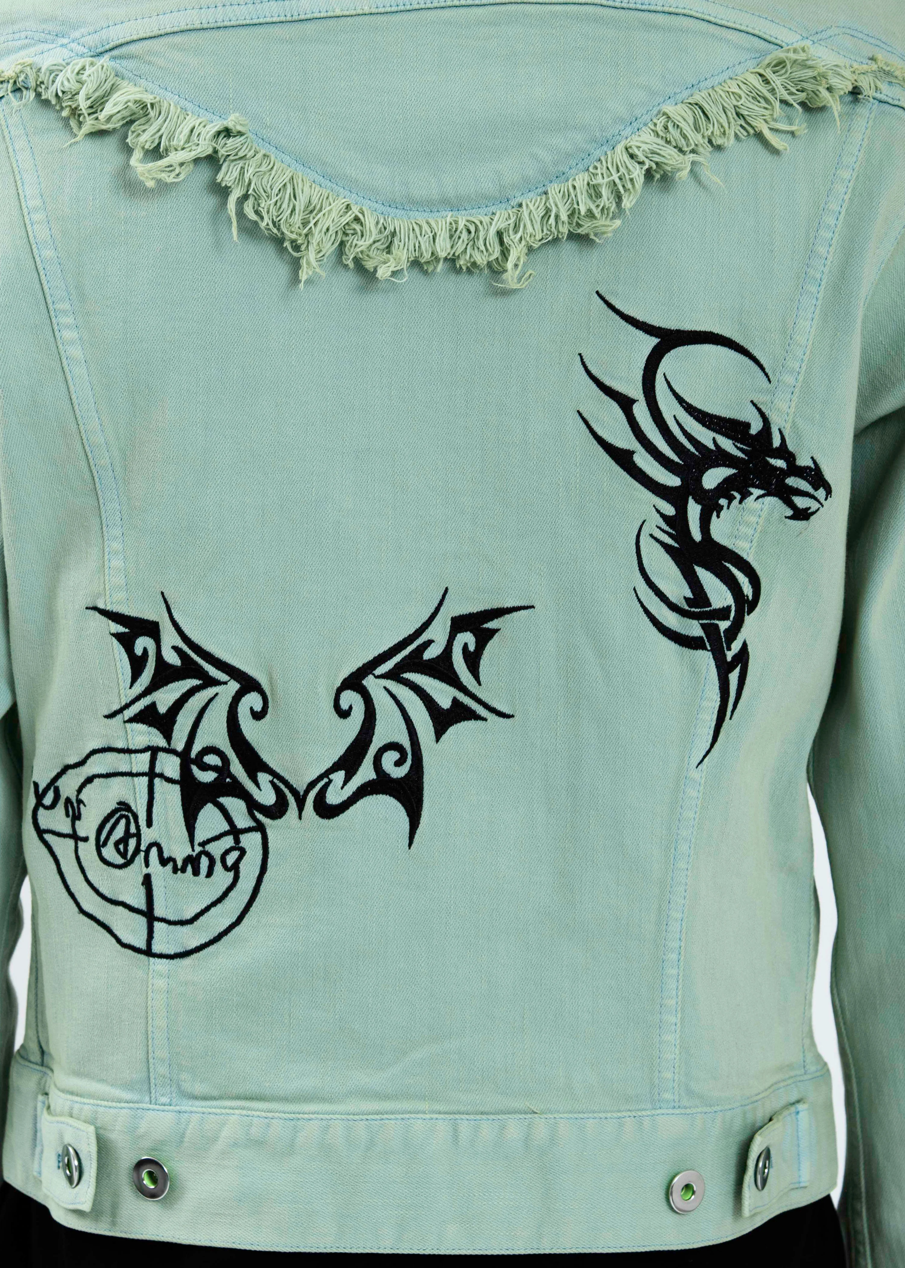 Green Graffiti Denim Jacket - Image 6