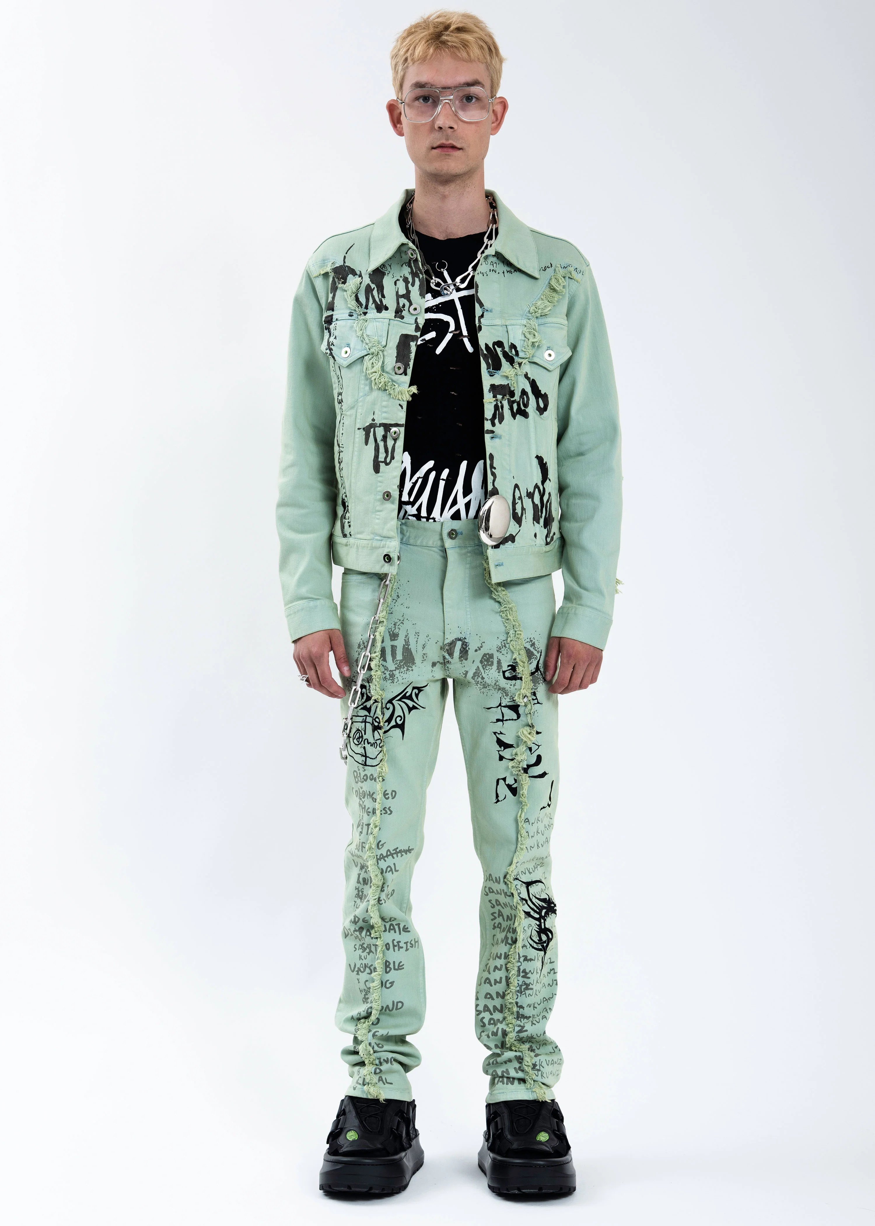 Green Graffiti Denim Jacket - Image 7