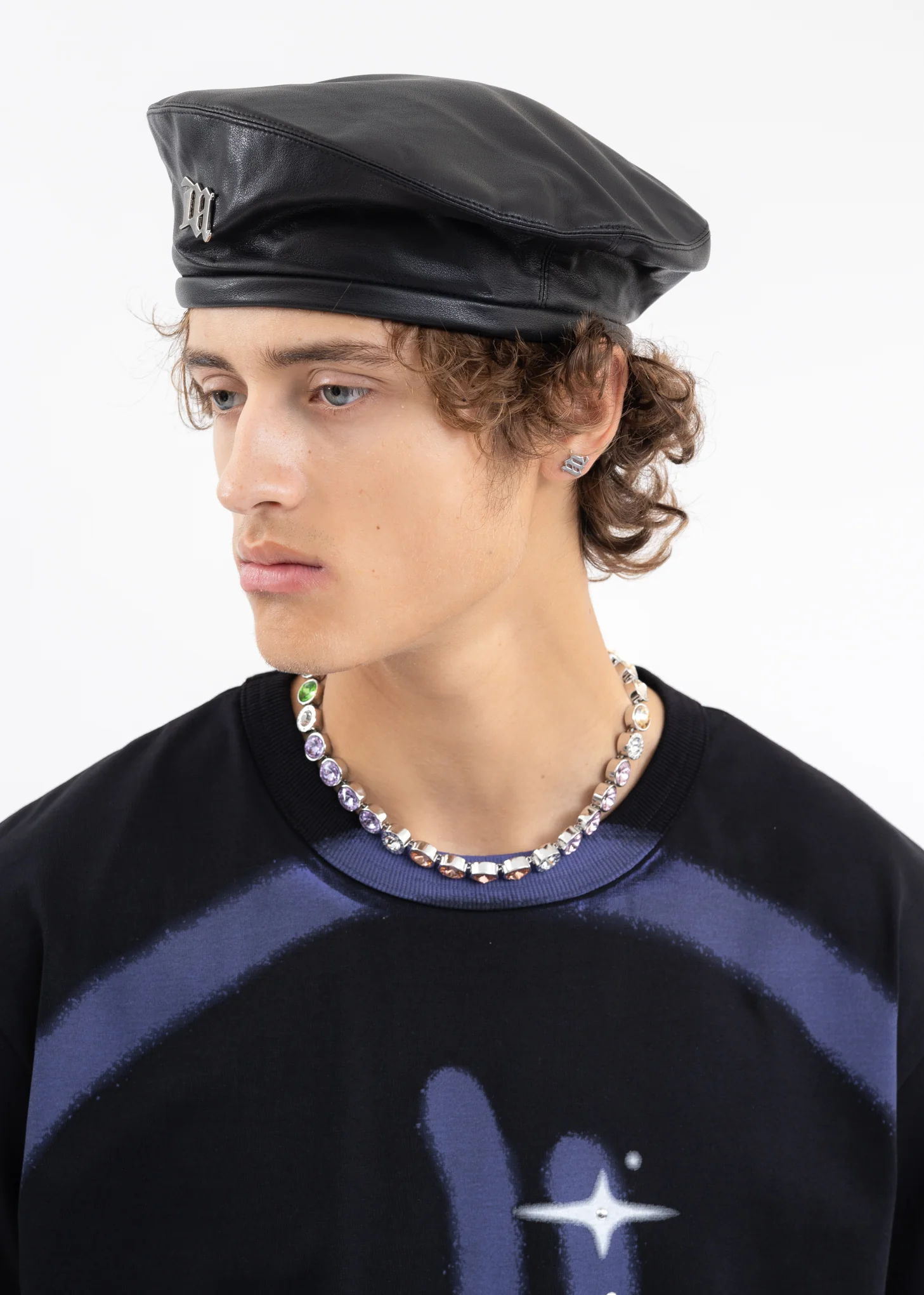 Black Vegan Leather Beret - Image 2