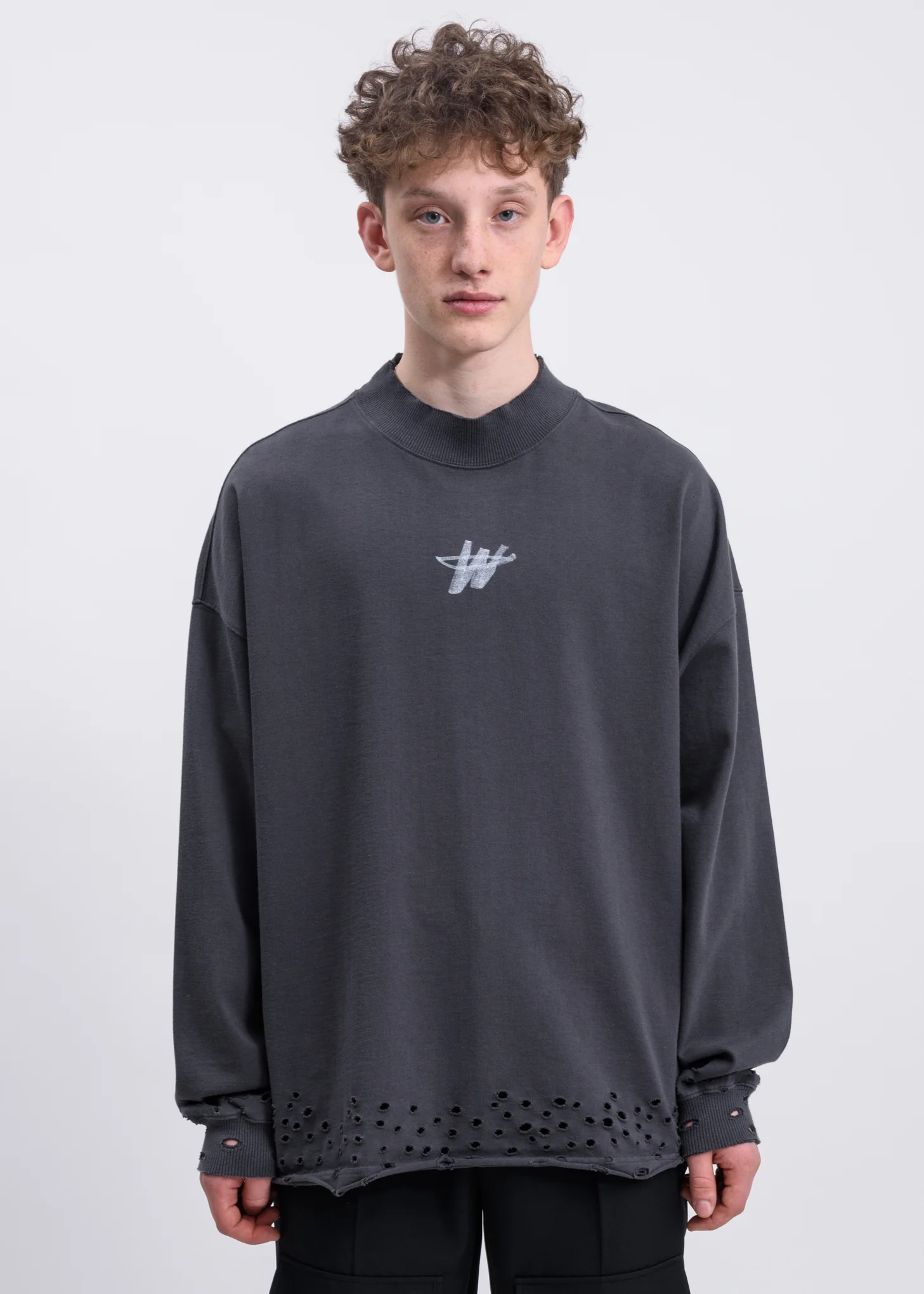Charcoal High Neck WD Logo Sweater