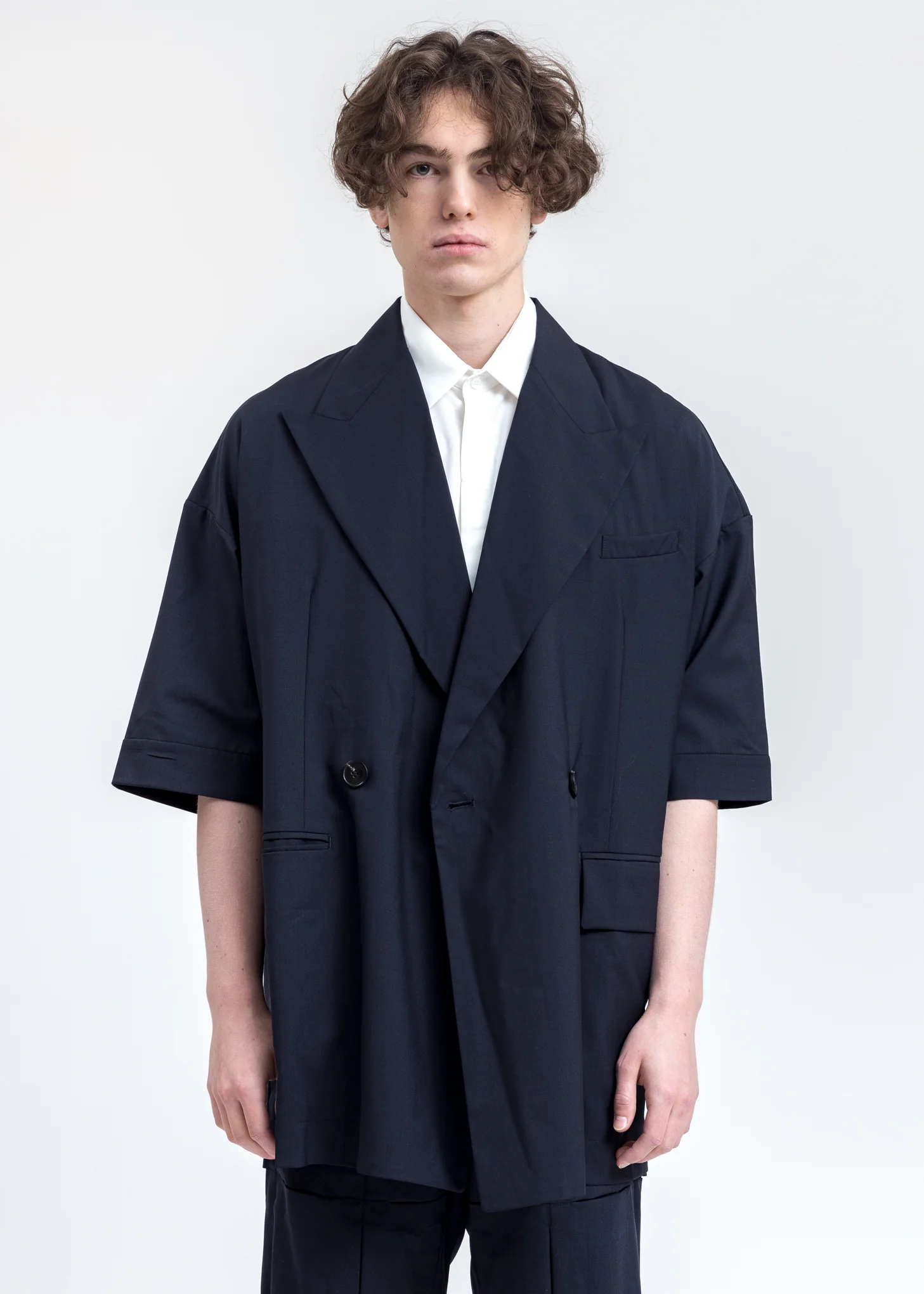 Navy Short Sleeves Blazer - Image 5