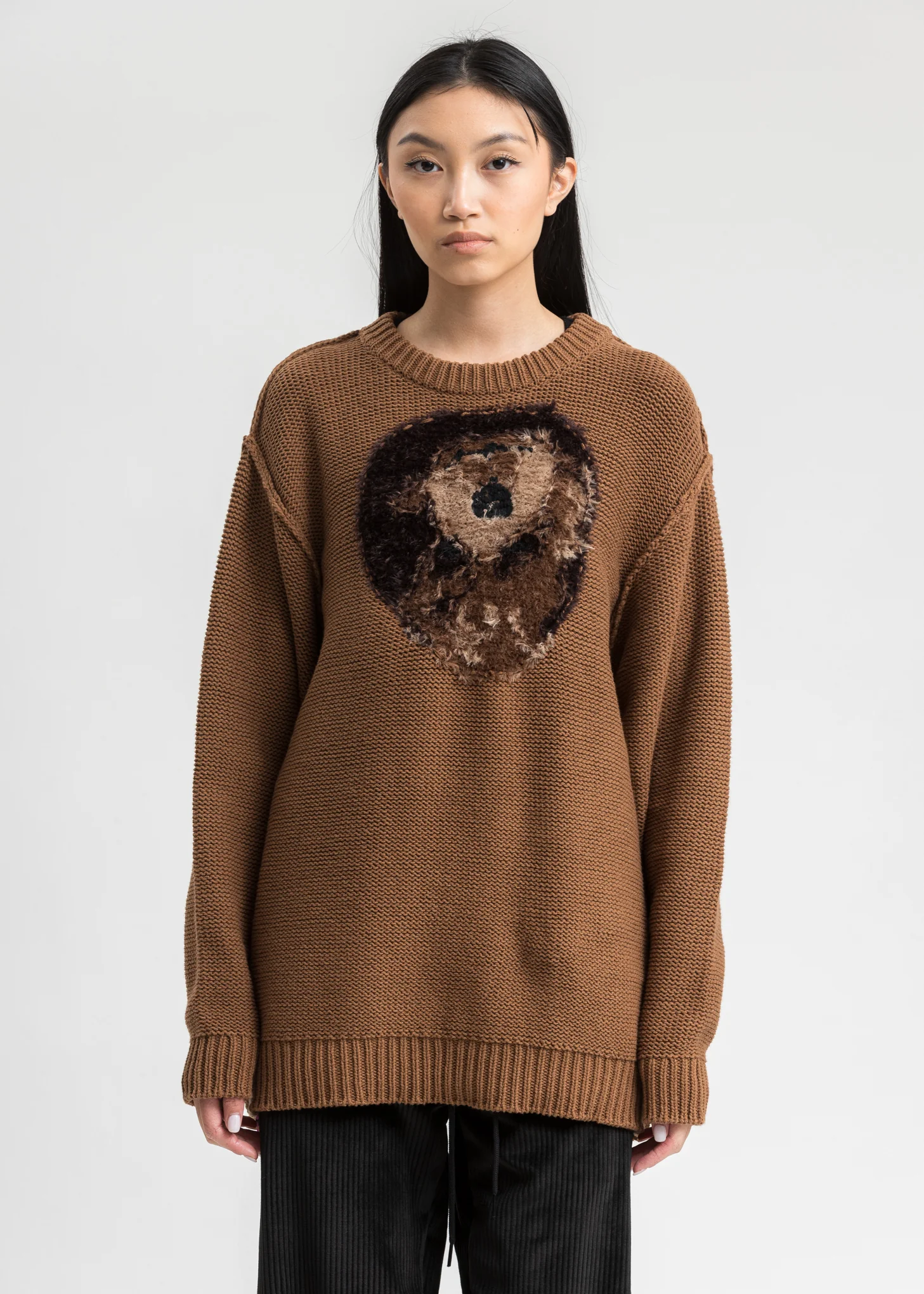 Camel Hand Knitting Jacquard Pullover
