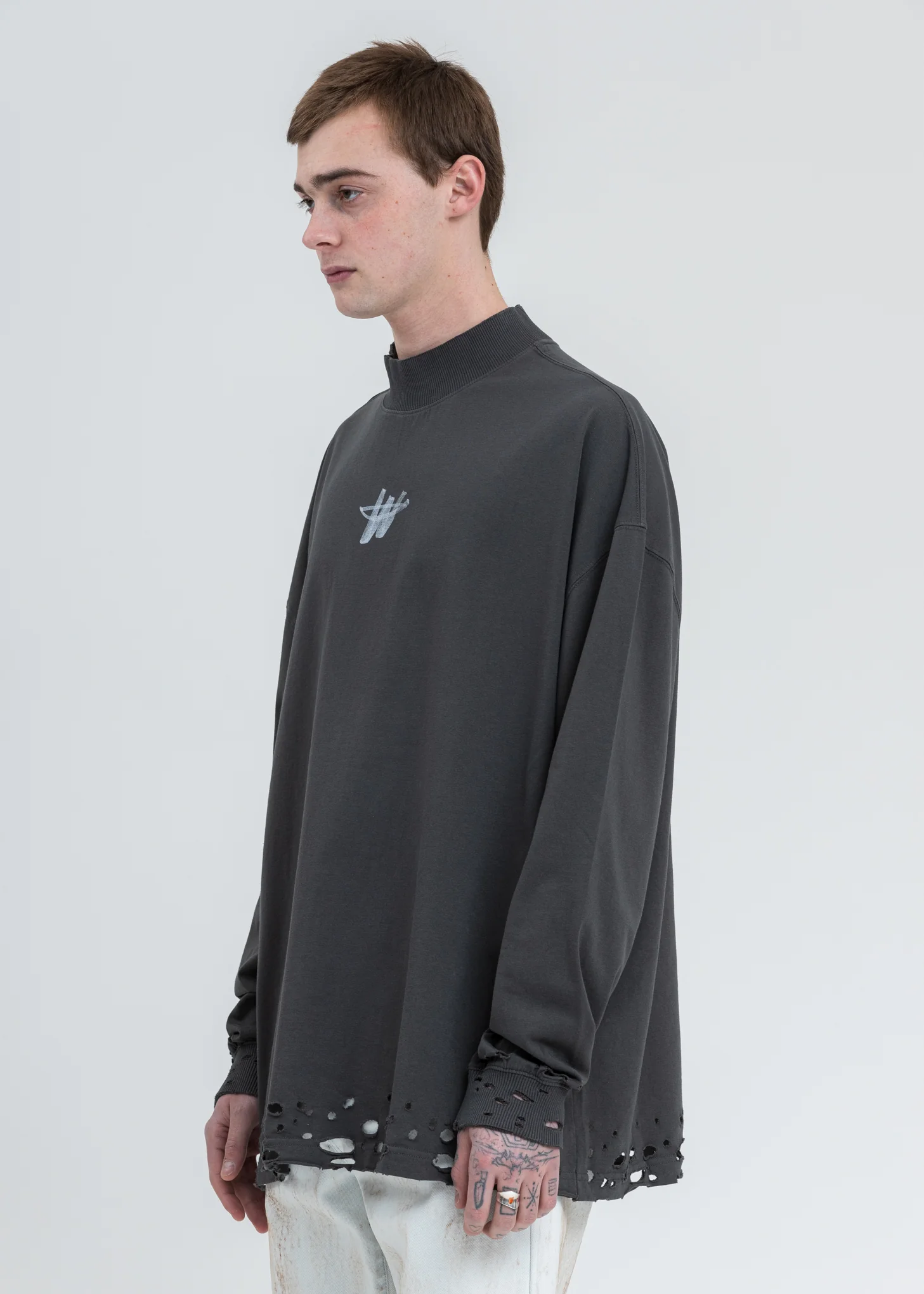 Charcoal High Neck WD Logo Sweater - Image 2