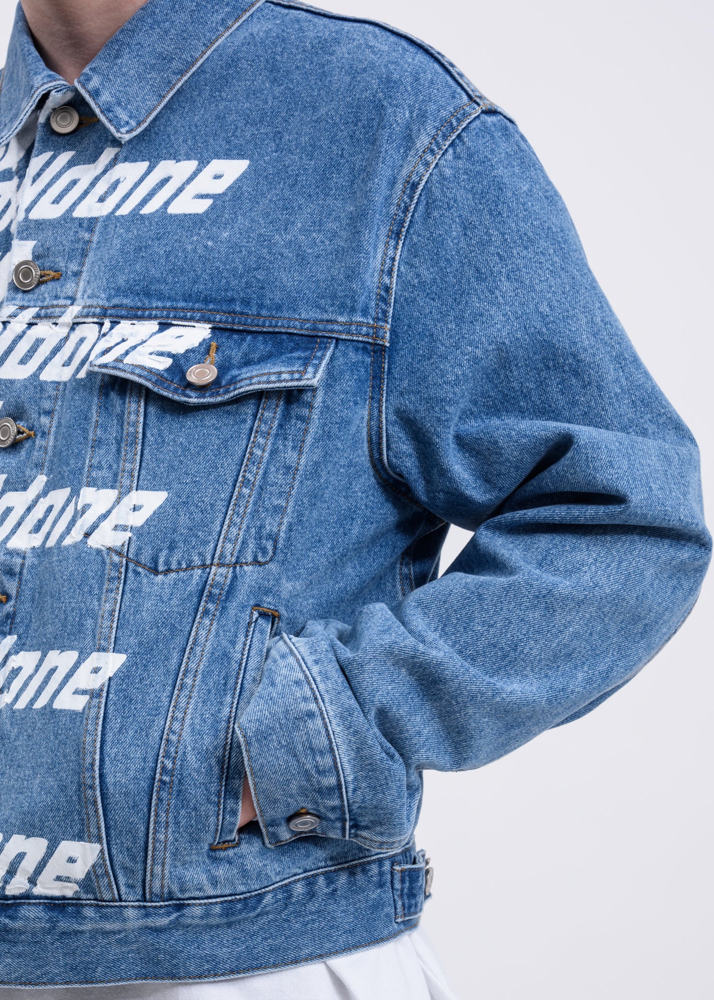 Blue WELLDONE Front Logo Denim Jacket - Image 3