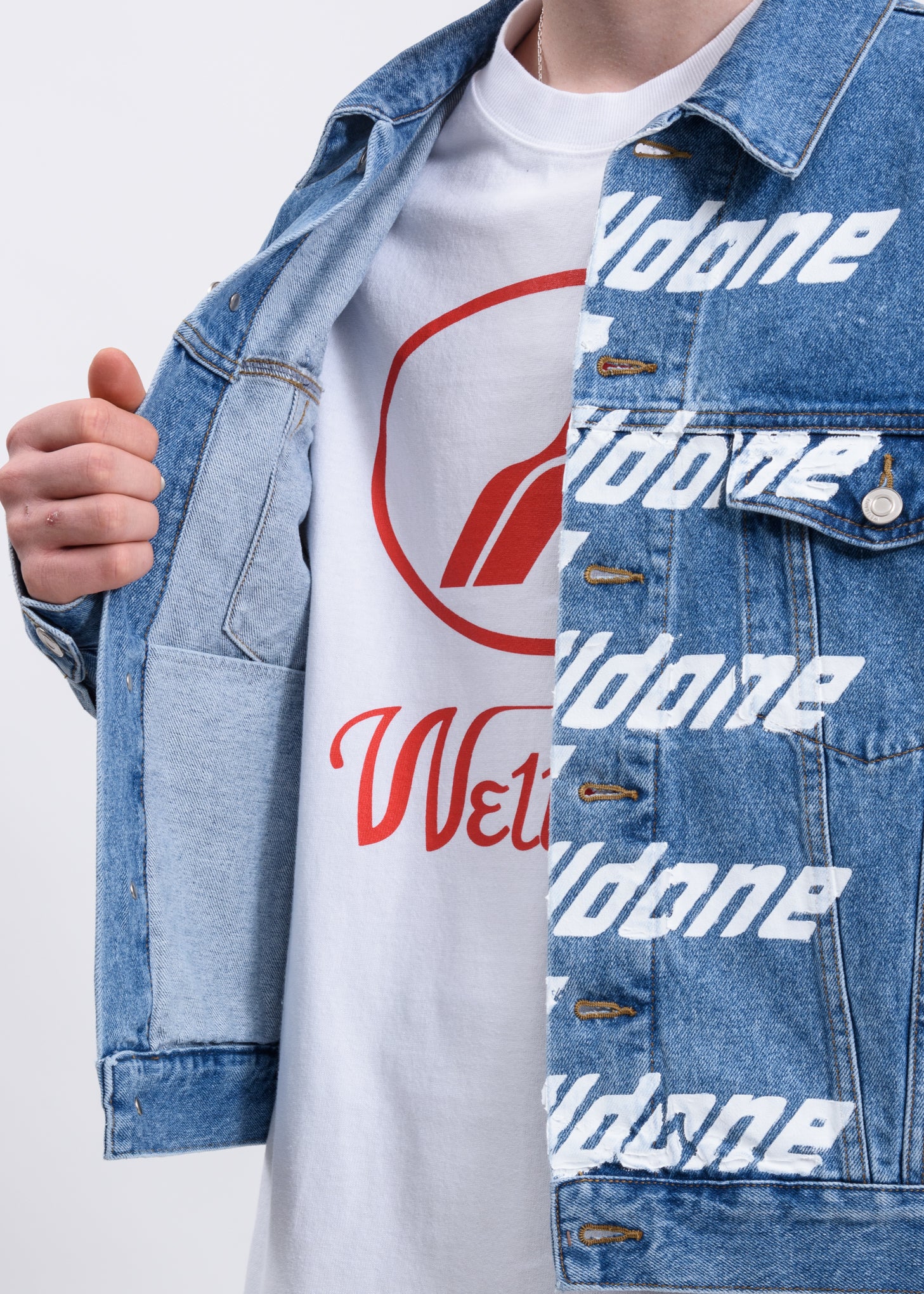 Blue WELLDONE Front Logo Denim Jacket - Image 5