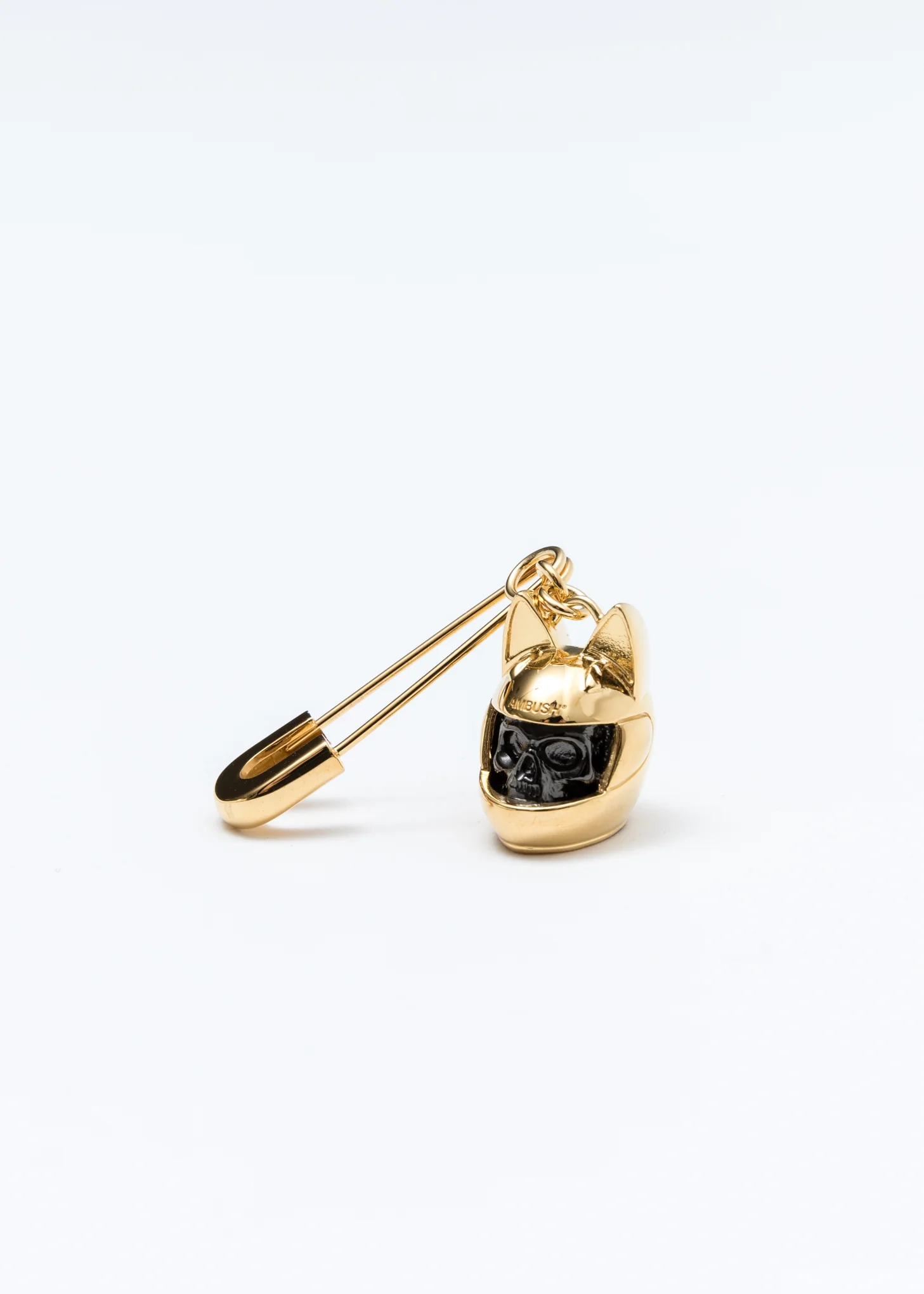 Gold Cat Helmet Single Pill Charm Earring