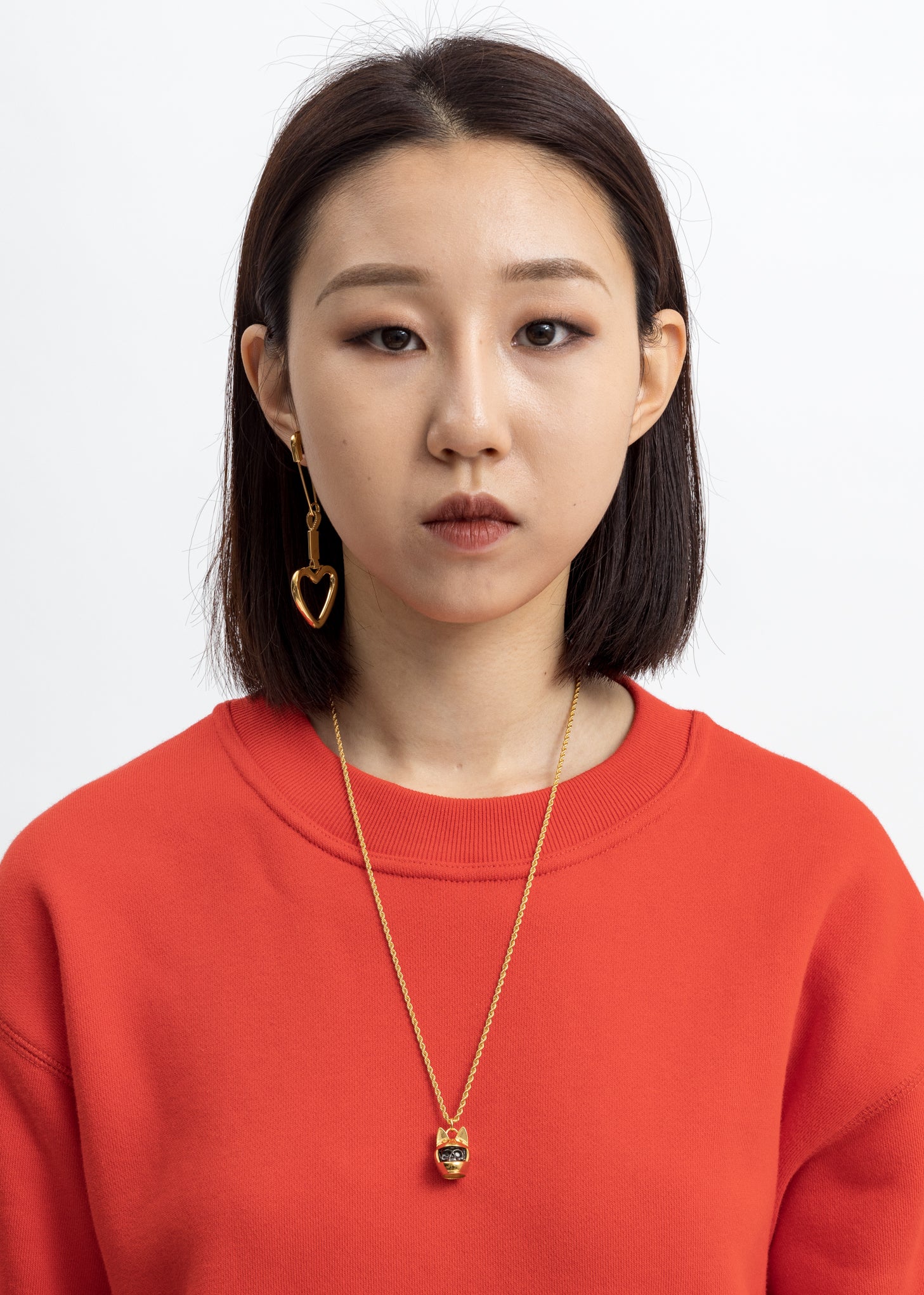 Gold Single Heart Earring - Image 2