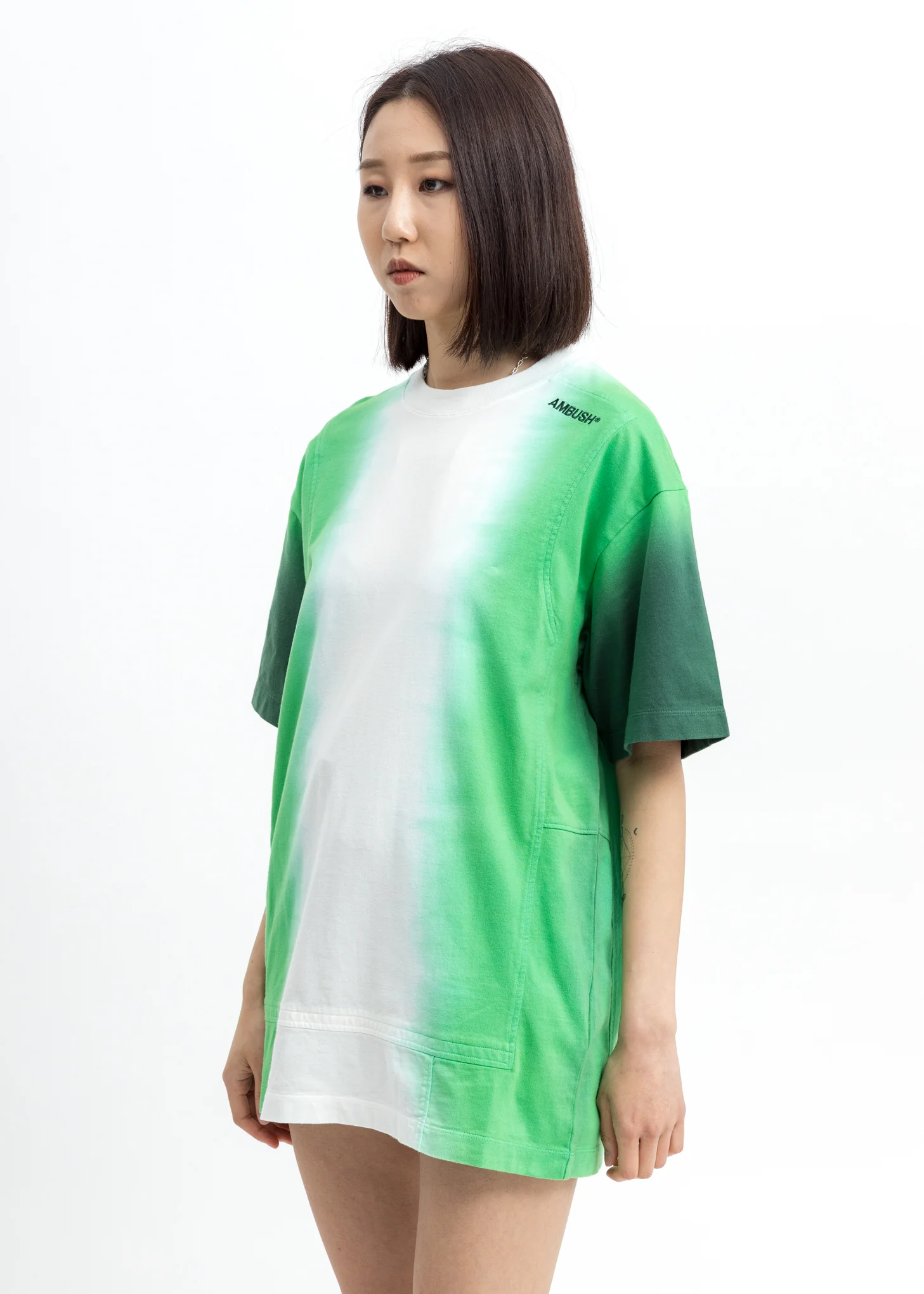 Green Tie Dye Paneled T-Shirt - Image 2