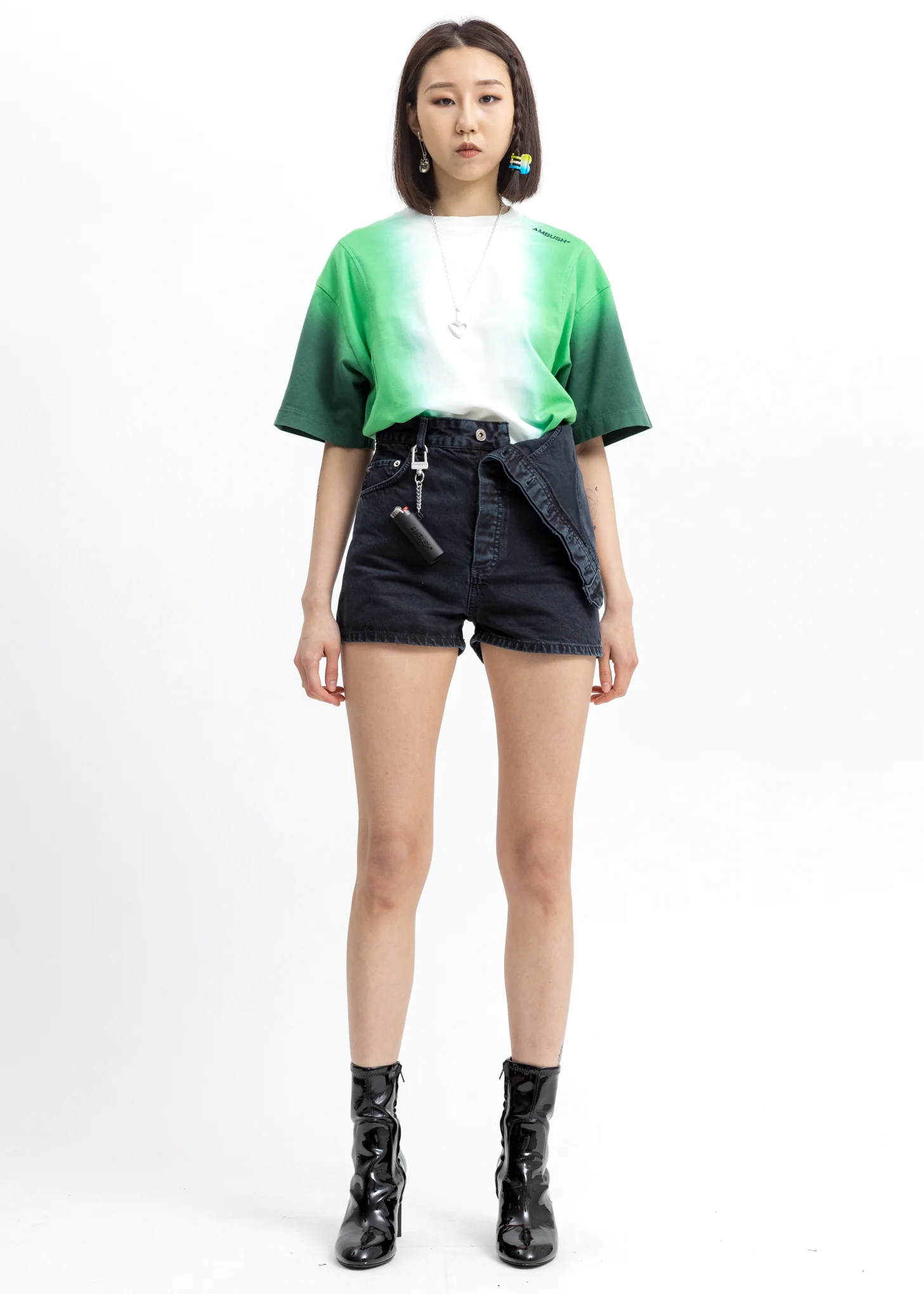 Green Tie Dye Paneled T-Shirt - Image 5