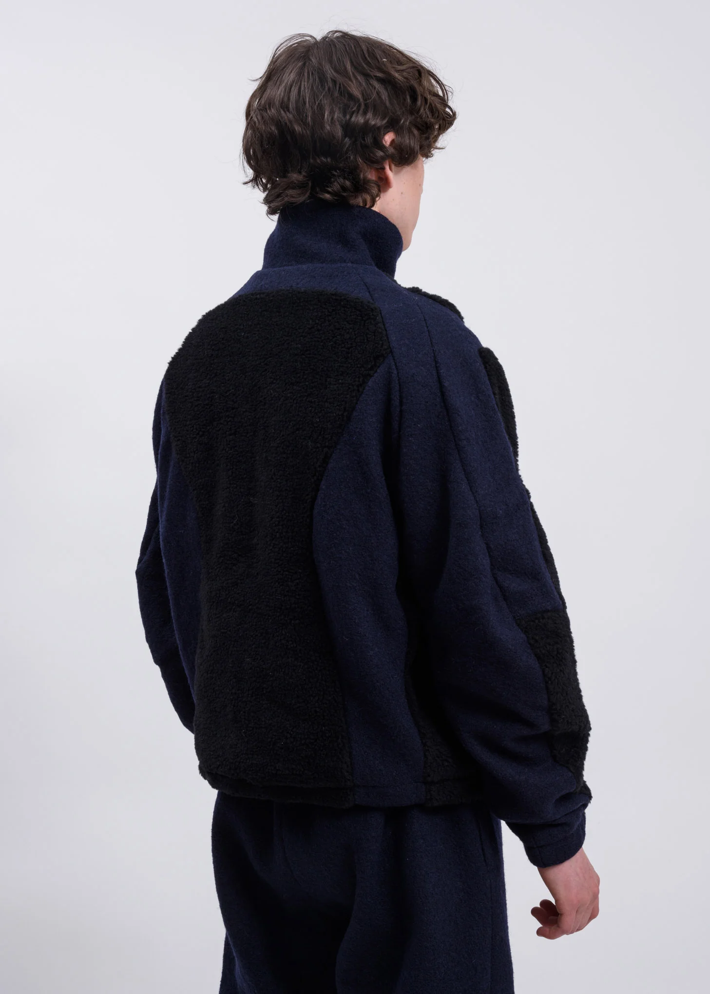 Navy and Black Two-Tone Fleece Jacket - Image 3