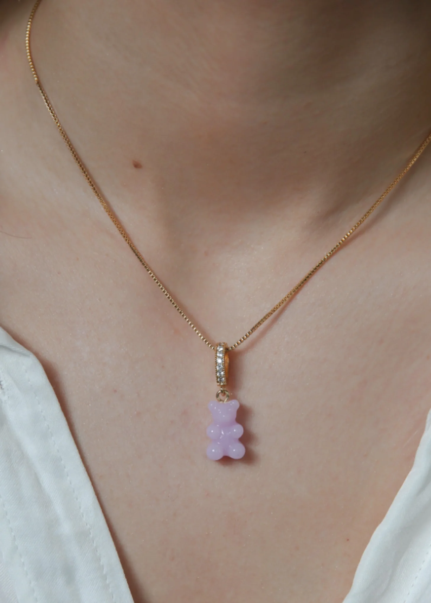 Nostalgia Bear Pendant Pave Connector - Lavender - Image 3