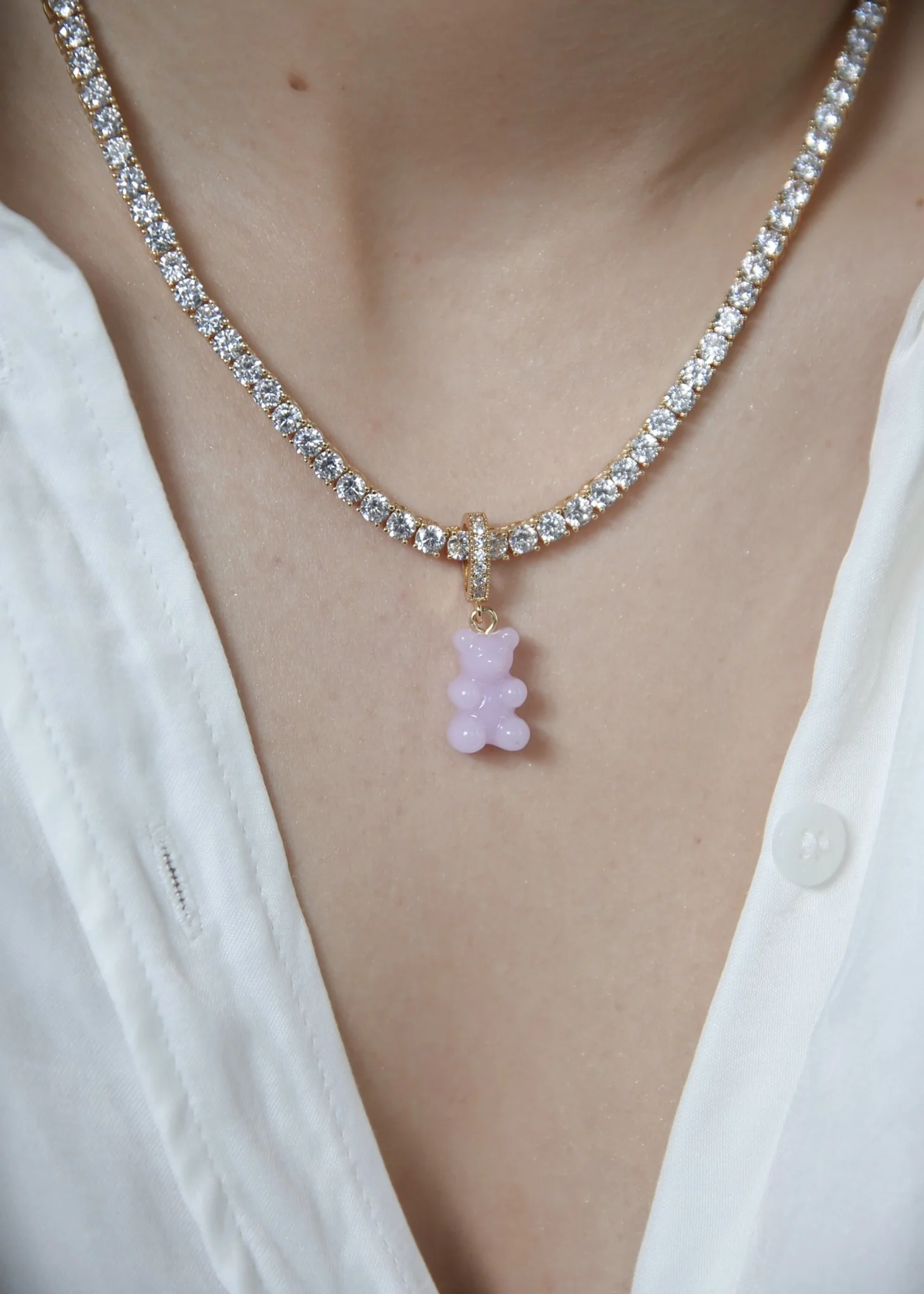 Nostalgia Bear Pendant Pave Connector - Lavender - Image 5