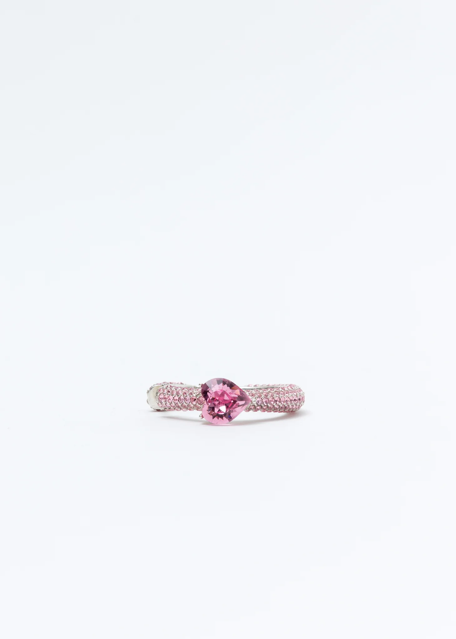 Silver And Pink Heart Solitaire Earring (Crystal)