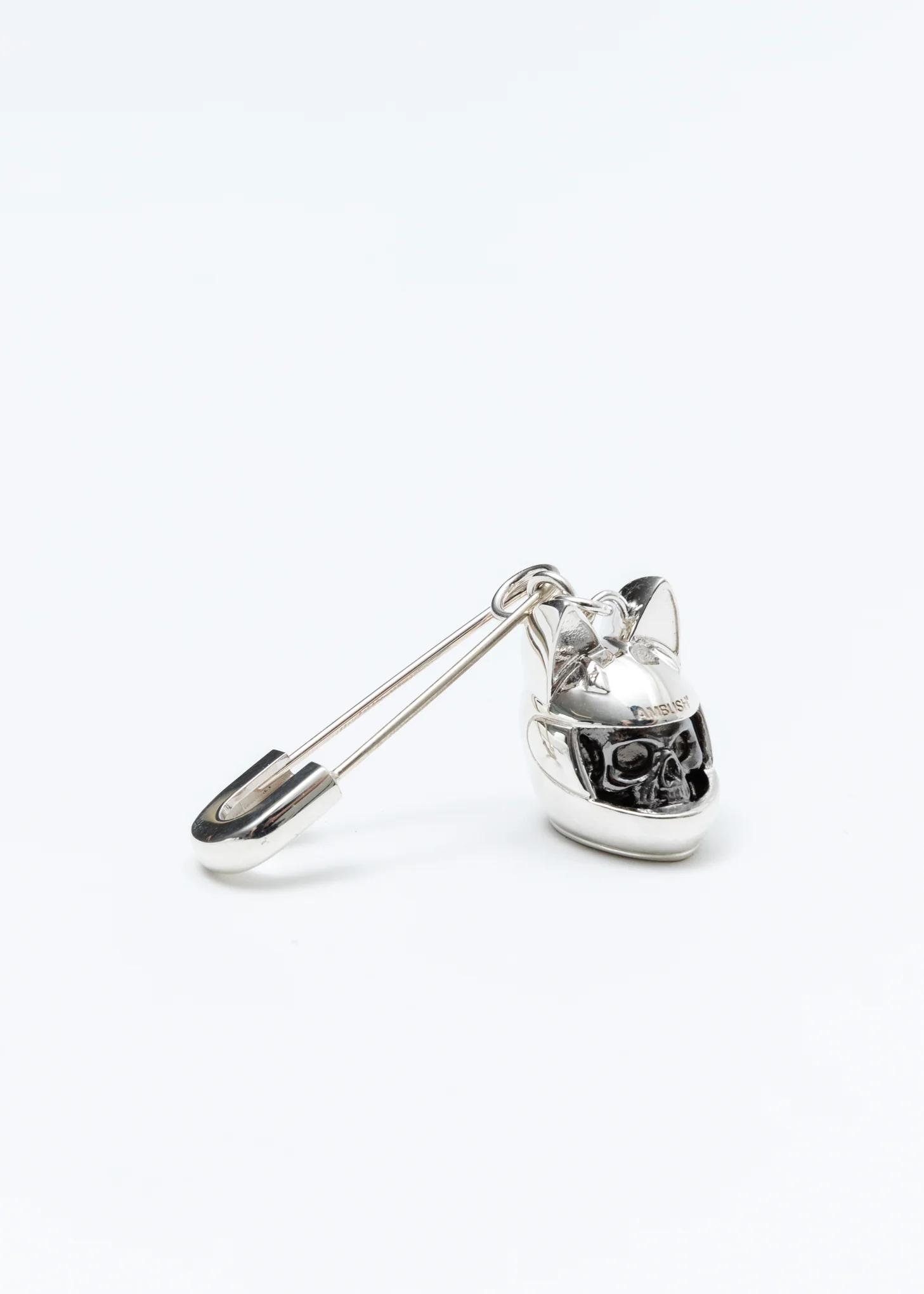 Silver Cat Helmet Charm Earring