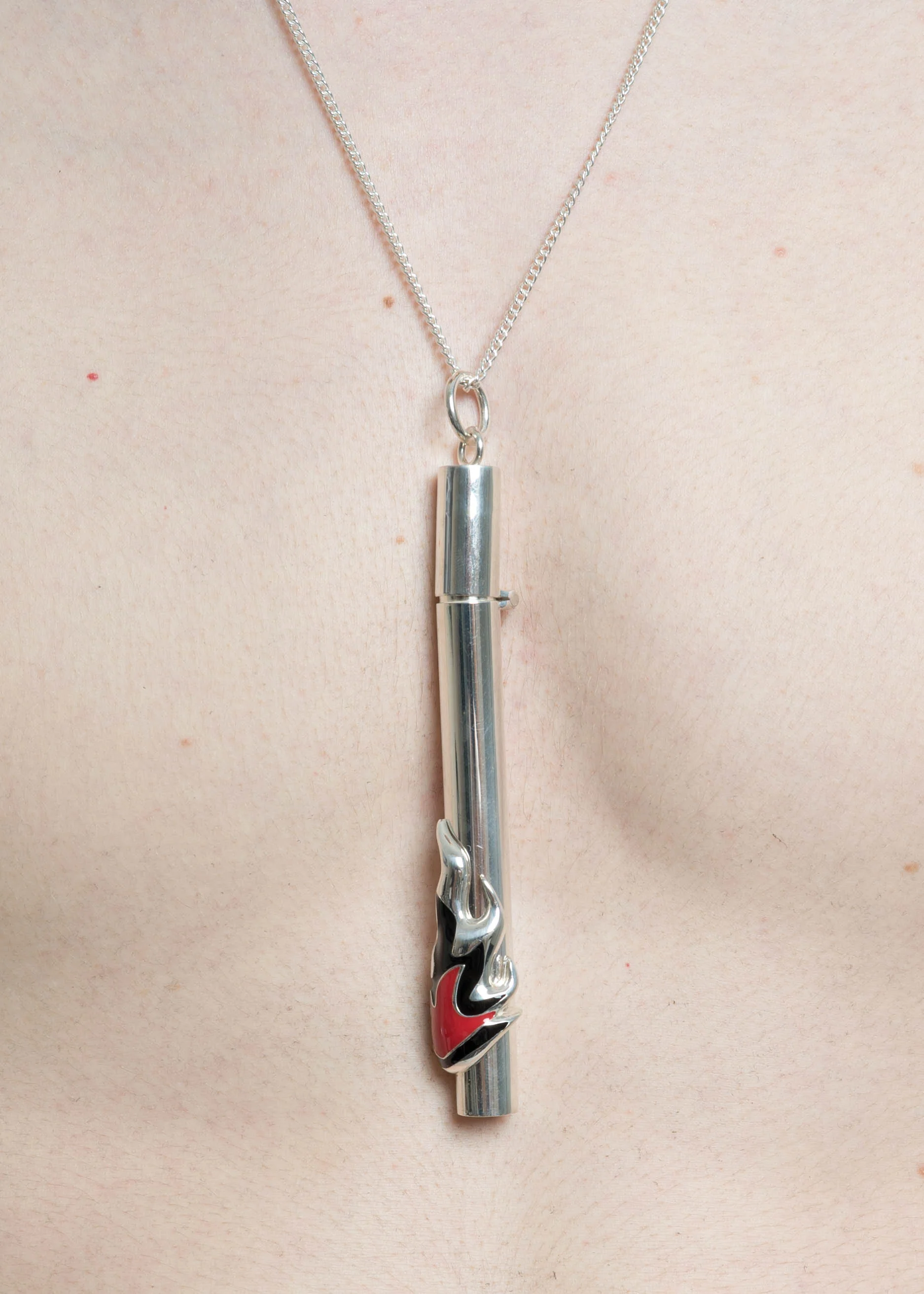 Silver Flame Cig Case Necklace - Image 3