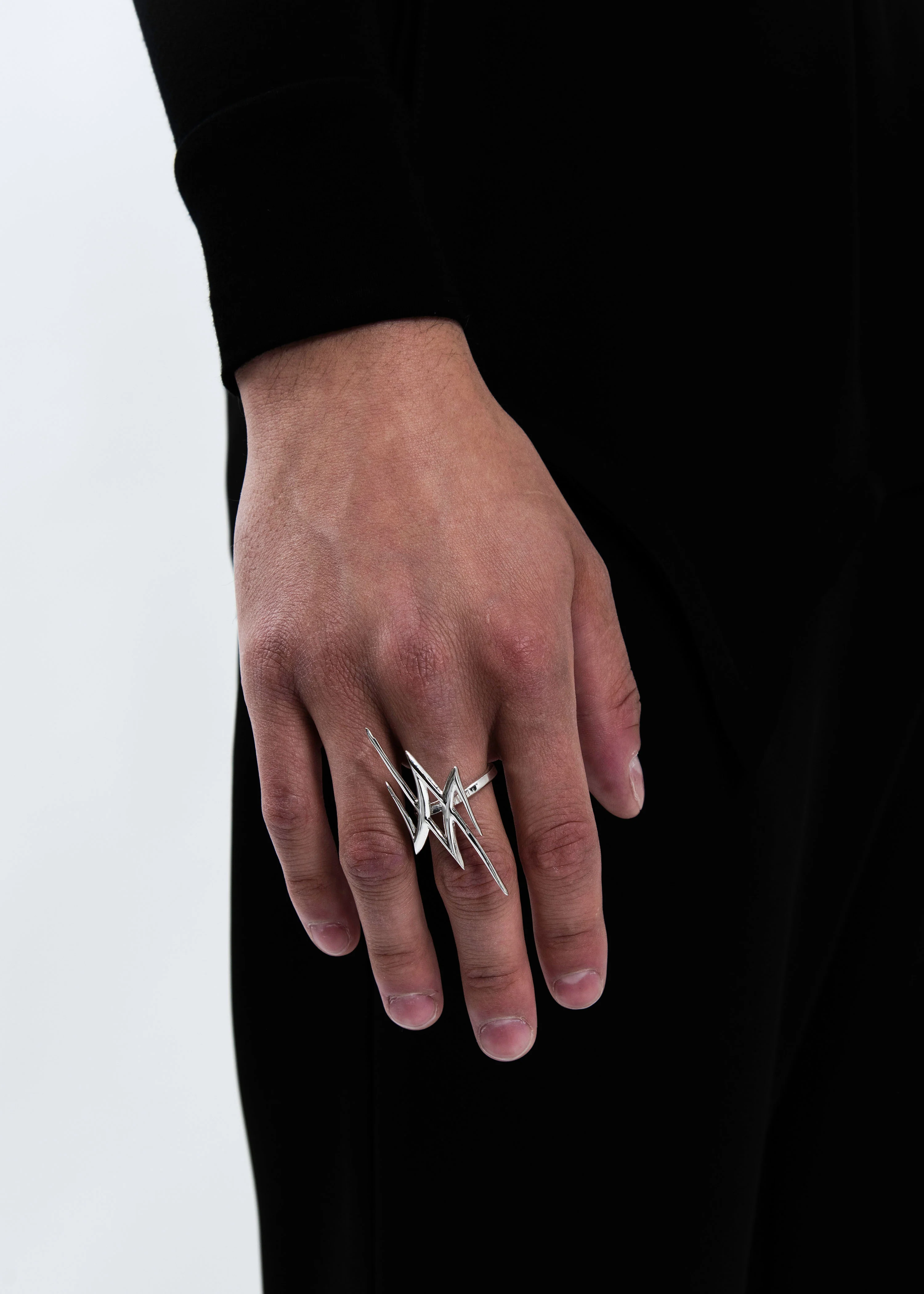 Silver Spike Logo Ring - Image 2