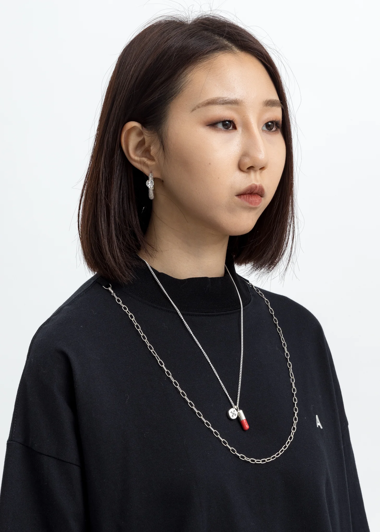 Silver & Red Pill Charm Necklace - Image 2