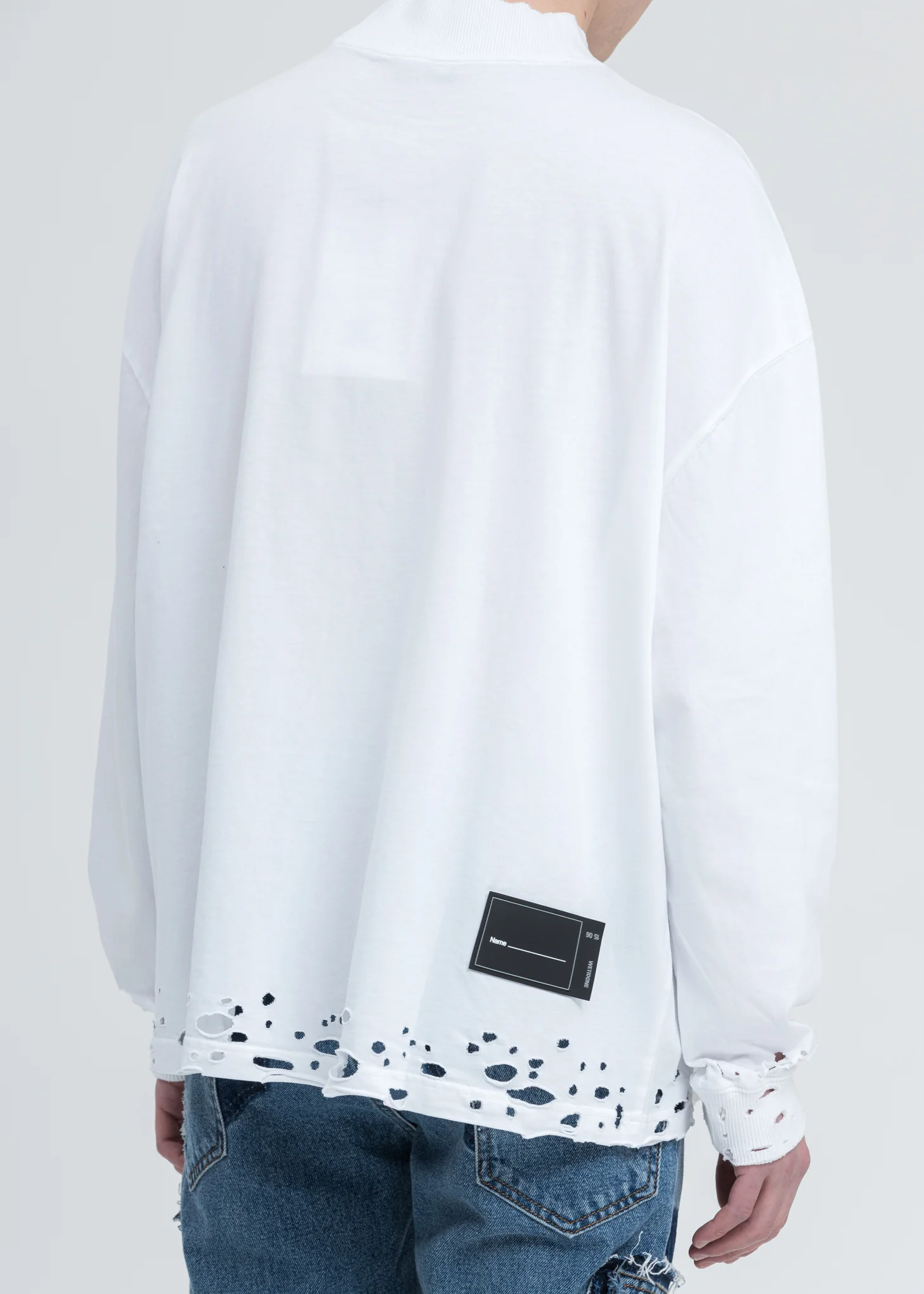 White High Neck WD Stamp Logo Long Sleeves - Image 2
