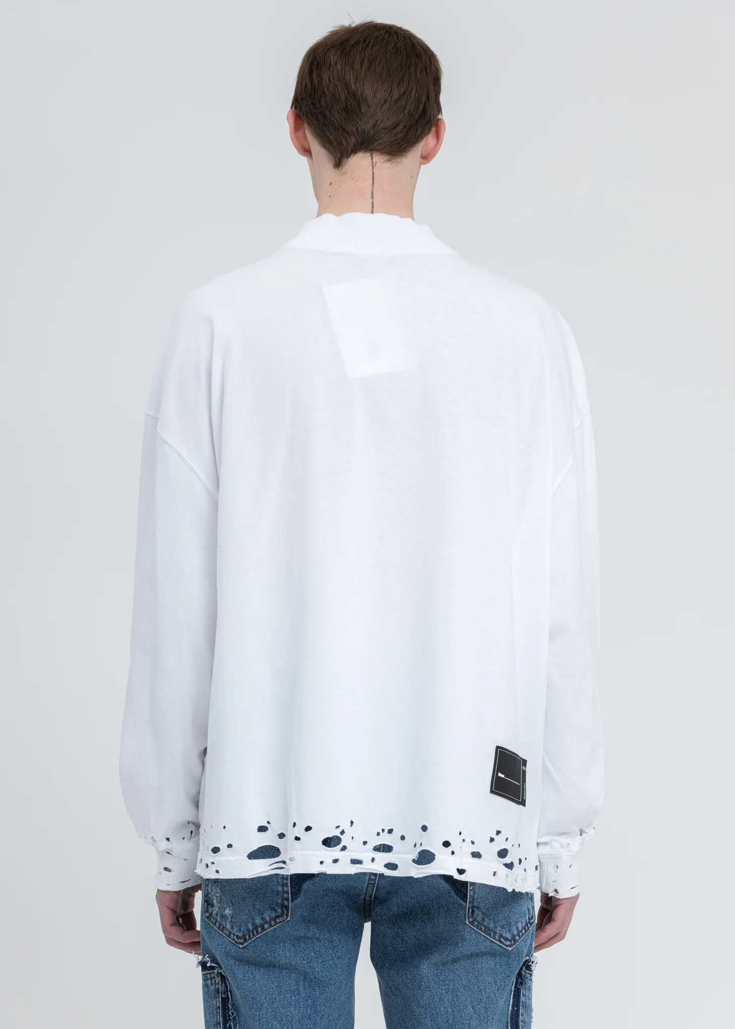 White High Neck WD Stamp Logo Long Sleeves - Image 4