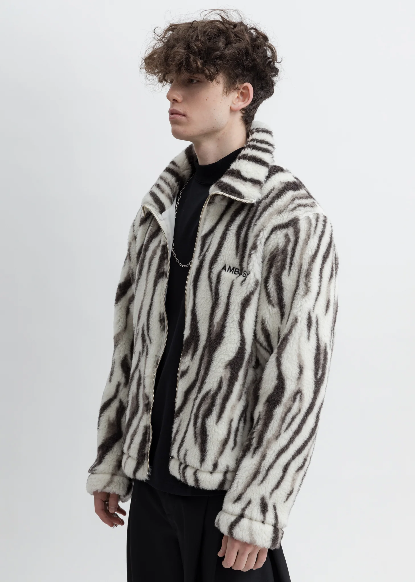 White Tiger Print Fleece Jacket - Image 5