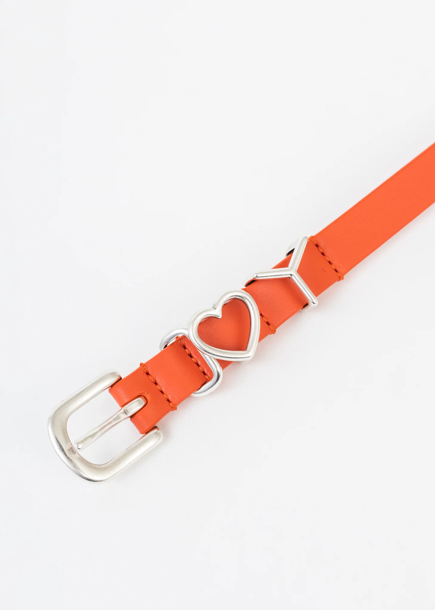 CORAL / SILVER EXTRA SLIM Y HEART BELT 15 MM