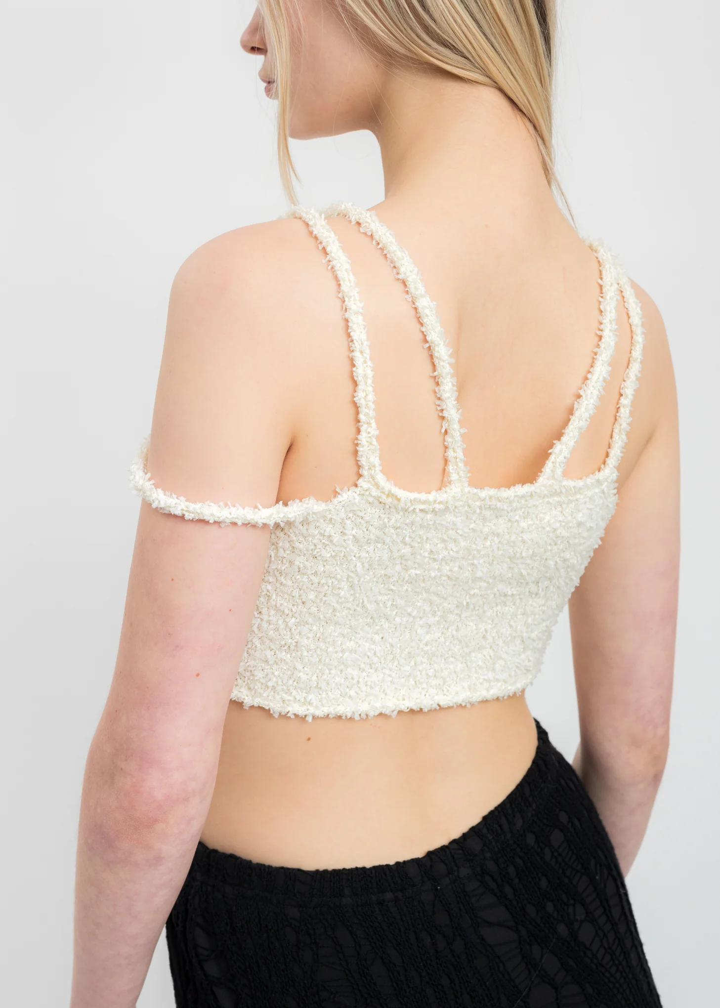 Cream Boucle Strap Knit Top - Image 4