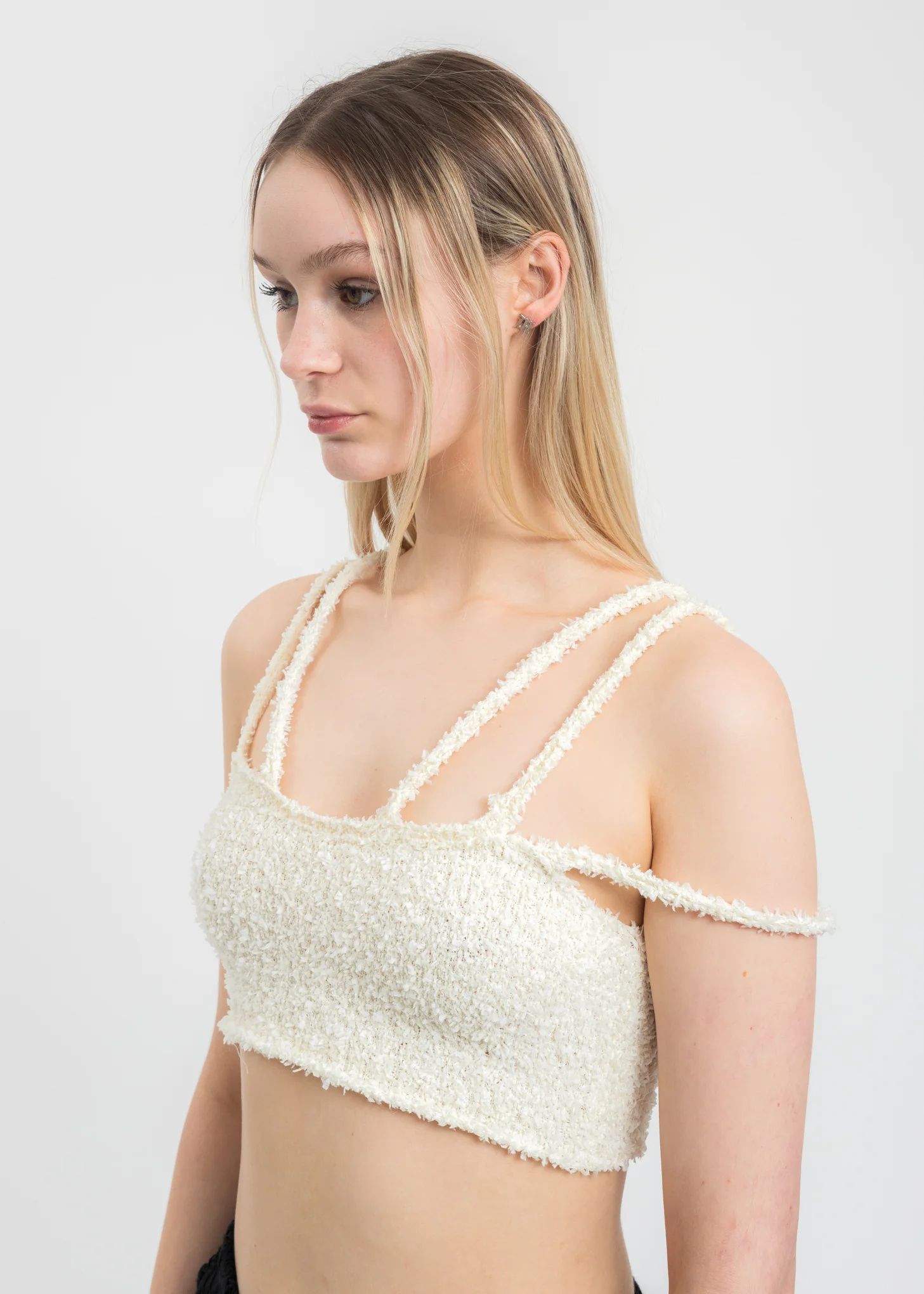 Cream Boucle Strap Knit Top - Image 5
