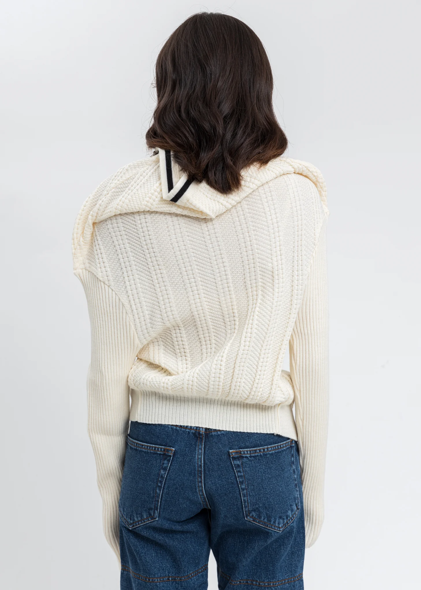 Cream Classic Ruffle Necklace Cardigan - Image 4