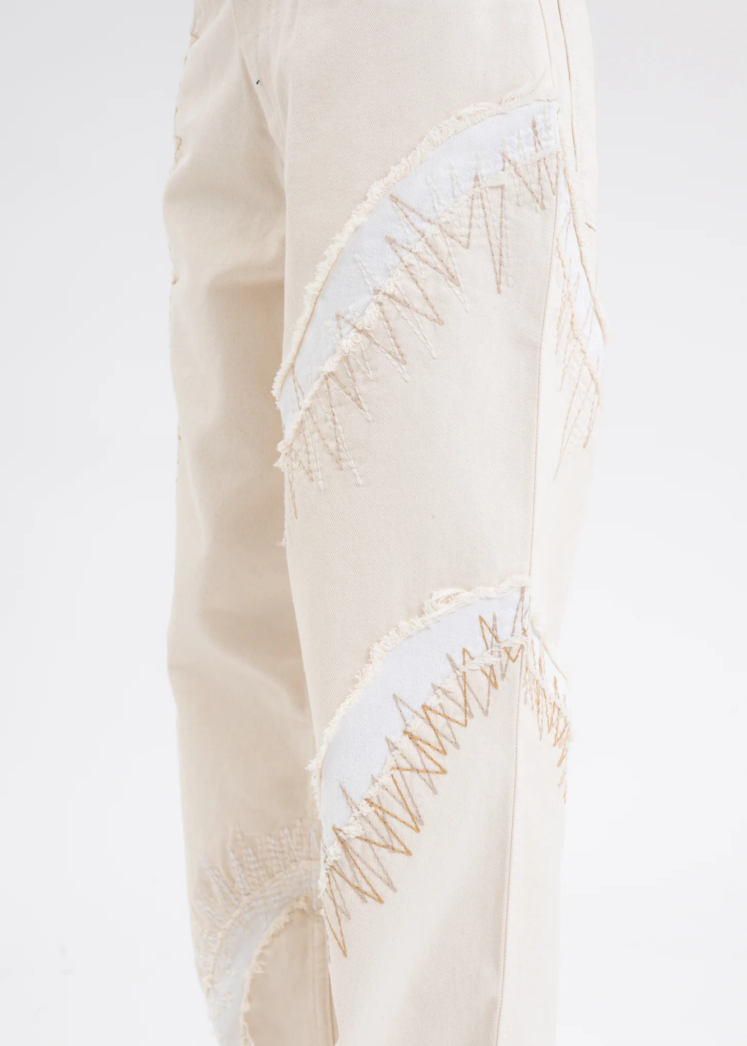 Cream Finnex Stitched Denim - Image 3