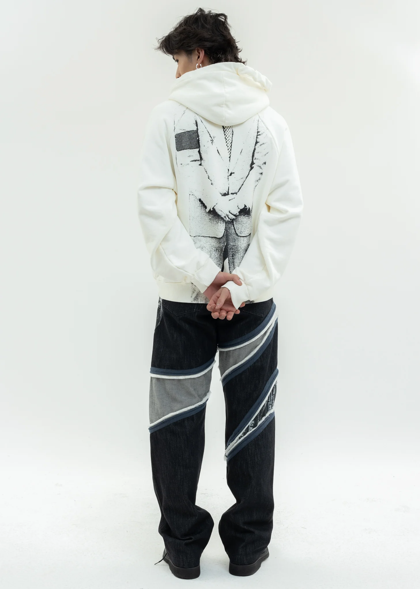 Cream Hoodie With Print - Image 8
