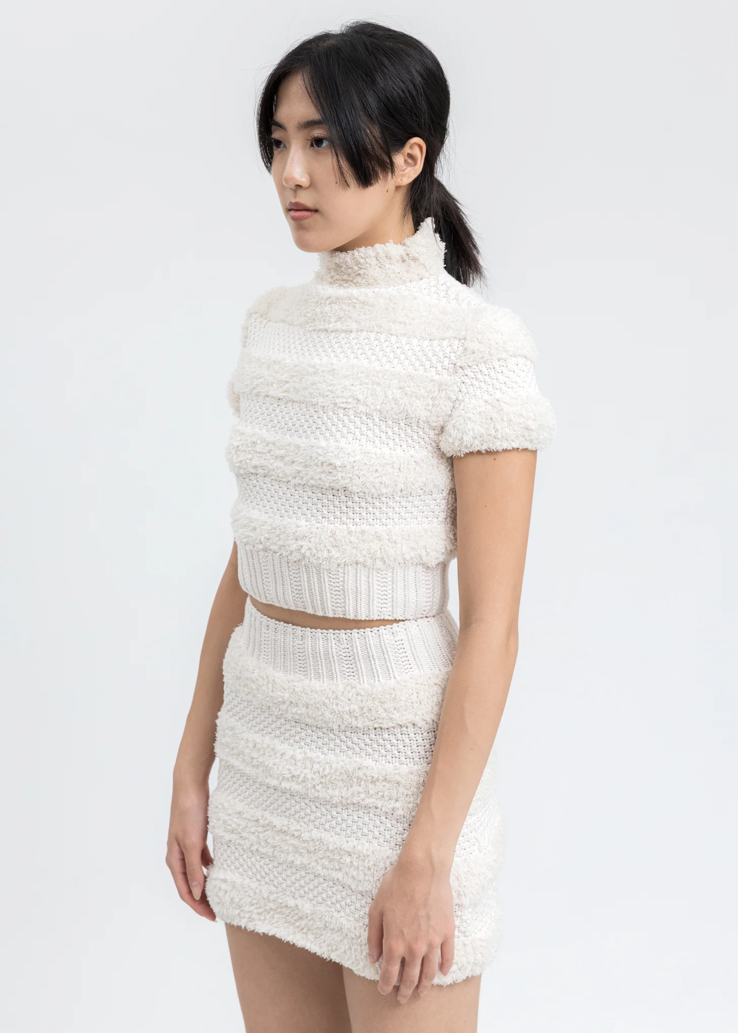 Cream Plush Boucle Knit Top - Image 3