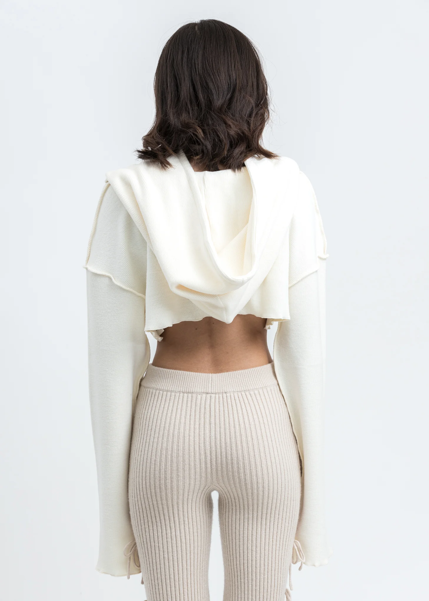 Cream Rib Oversized Hoodie - Image 3