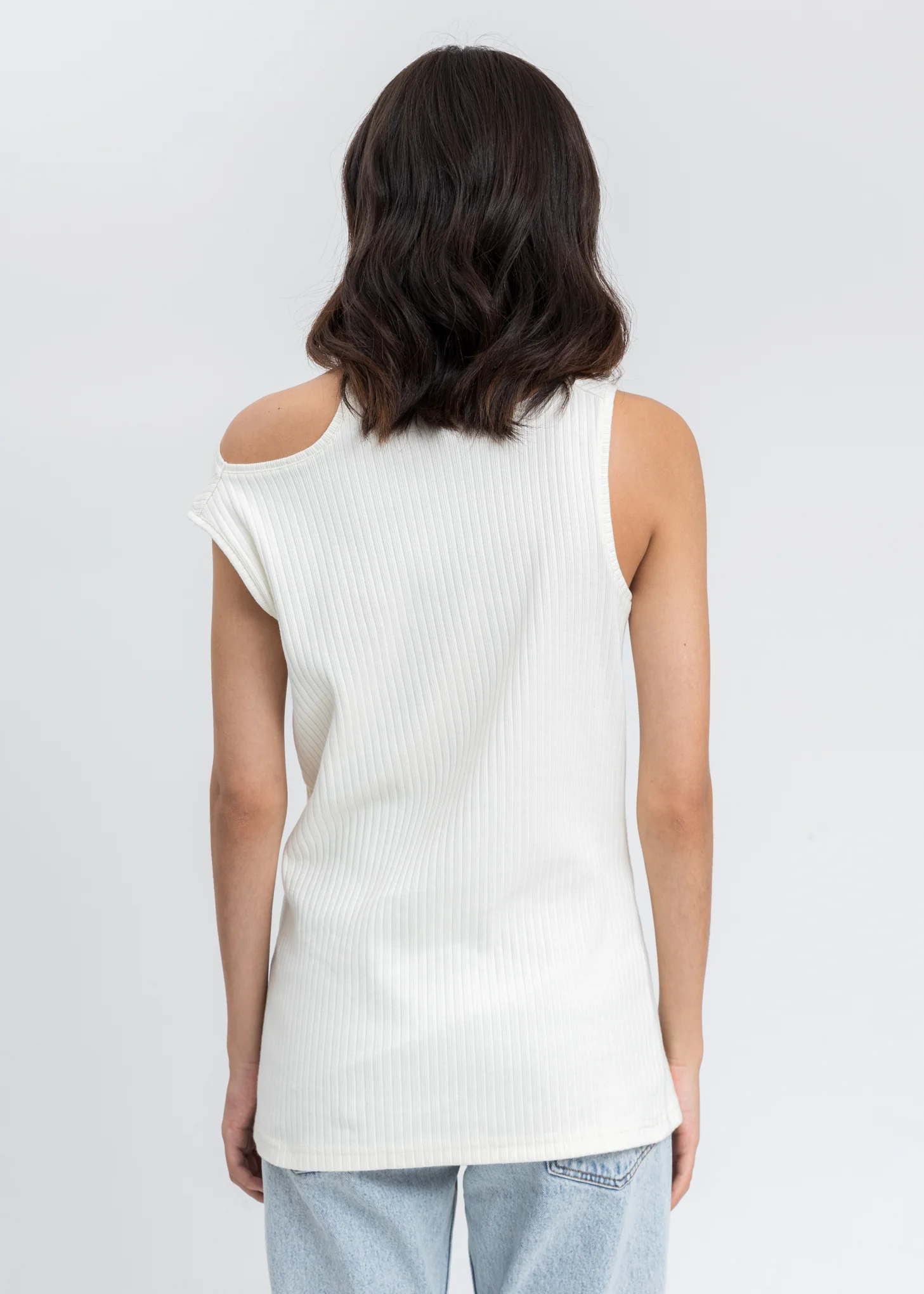 Cream Three Neck Polo Tank Top - Image 4